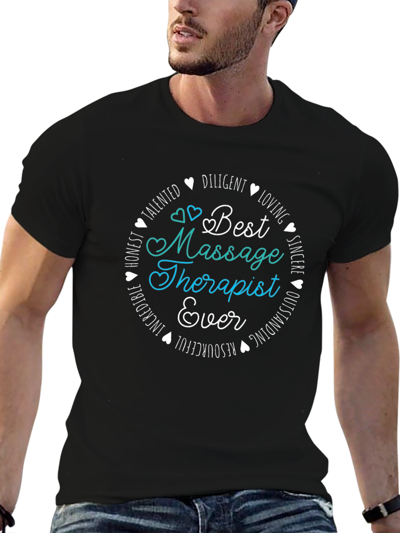 Black Best Massage Therapist Ever Graphic Tee view 6