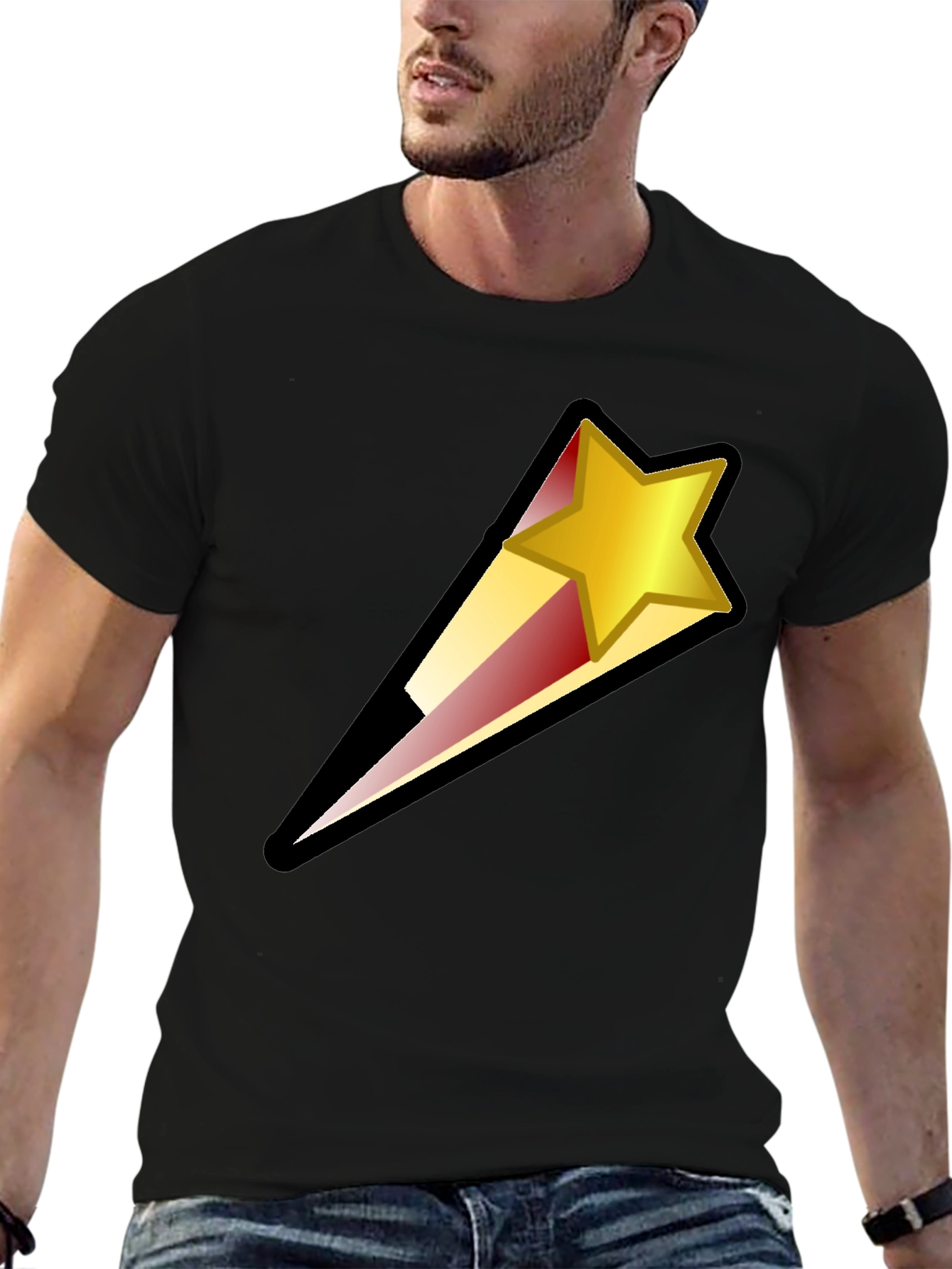 Black Shooting Star Graphic Black T-Shirt view 6