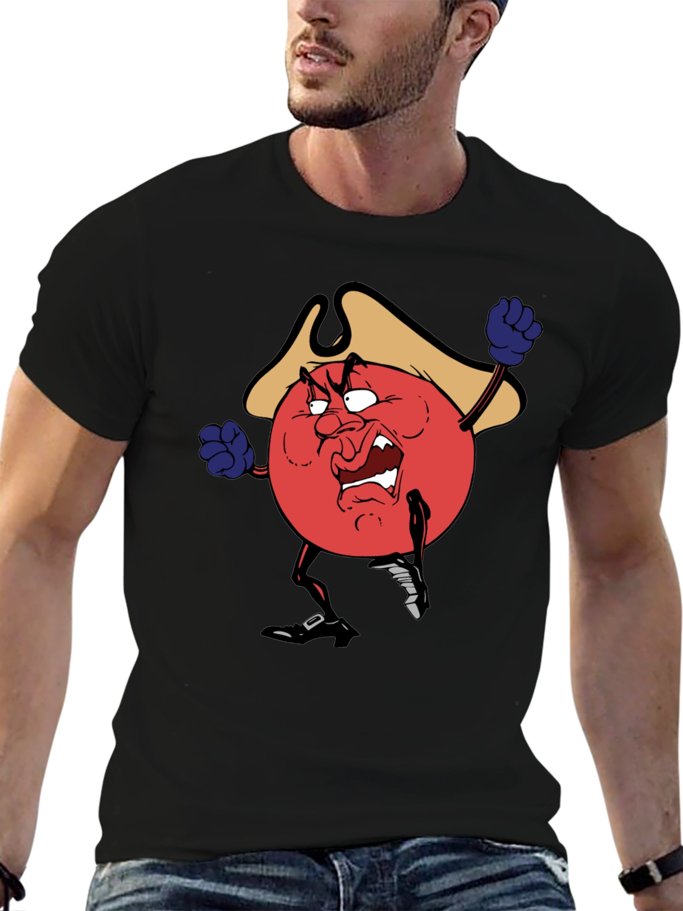 Black Angry Pirate Tomato T-Shirt - Black view 6
