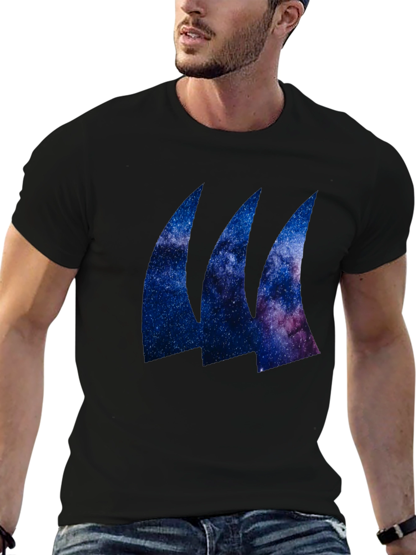 Black Galaxy Wave Tee - Black Stylish T-Shirt view 6