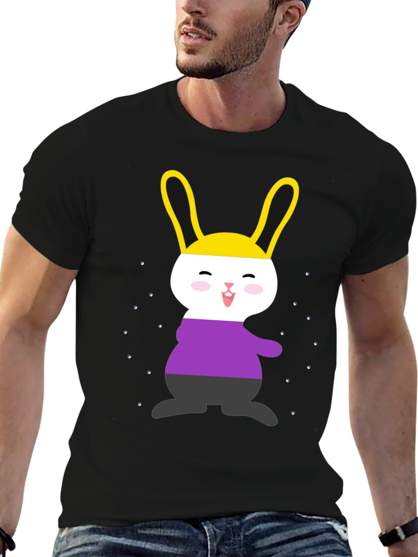 Black Nonbinary Pride Bunny T-Shirt view 6