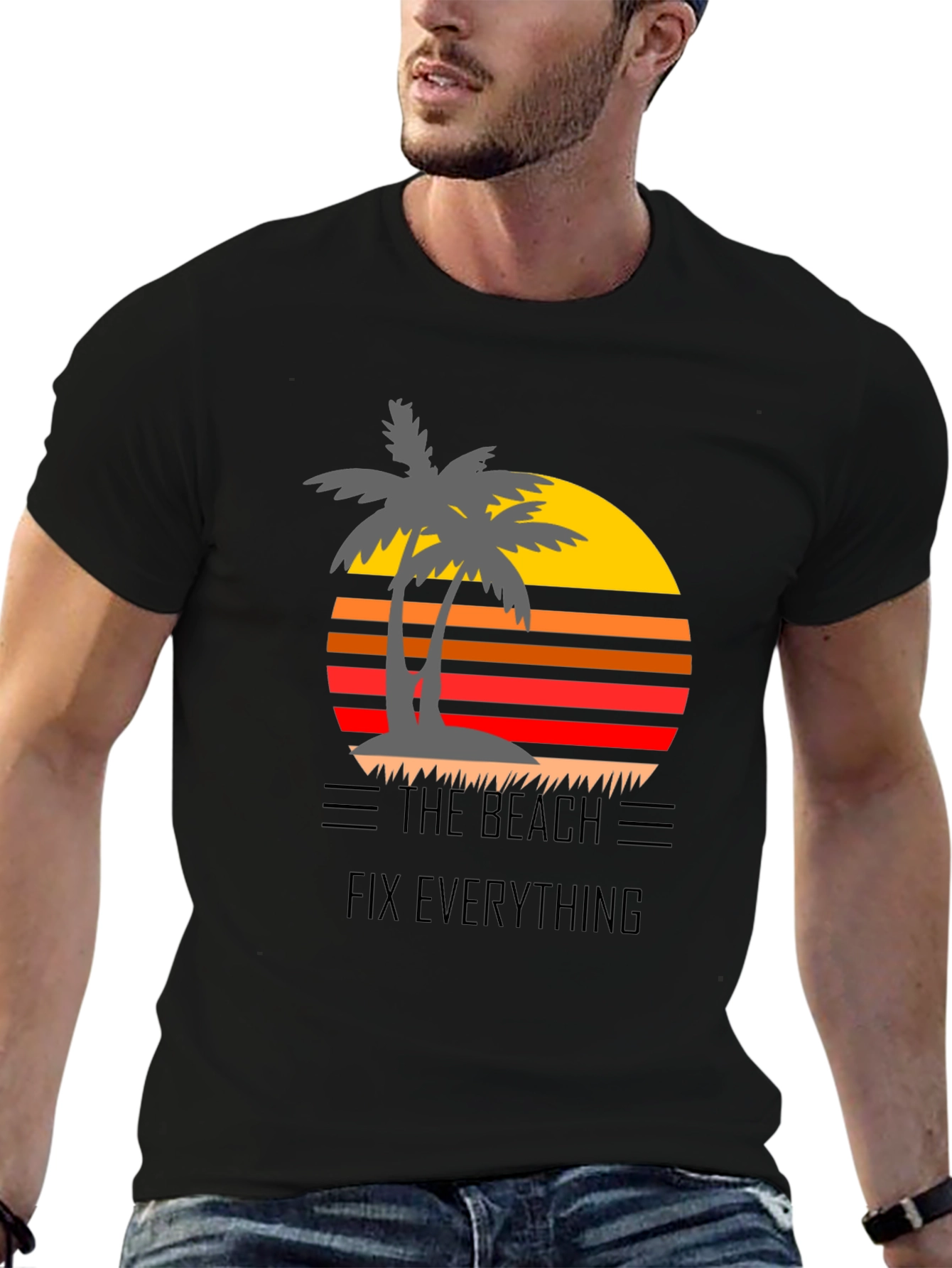 Black The Beach Fixes Everything Graphic Tee view 6