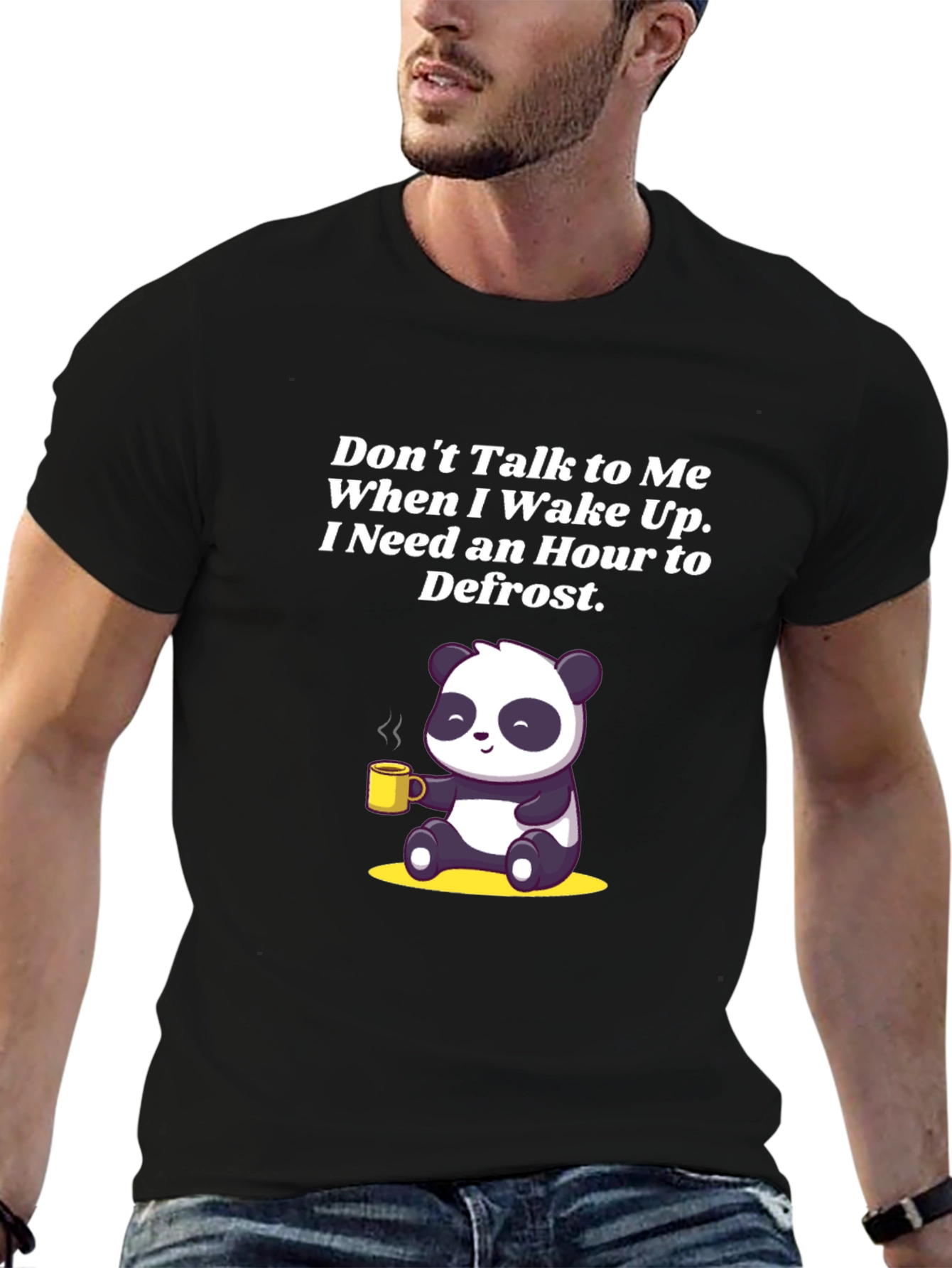 Black Funny Panda Coffee T-Shirt: Don't Talk to Me view 6