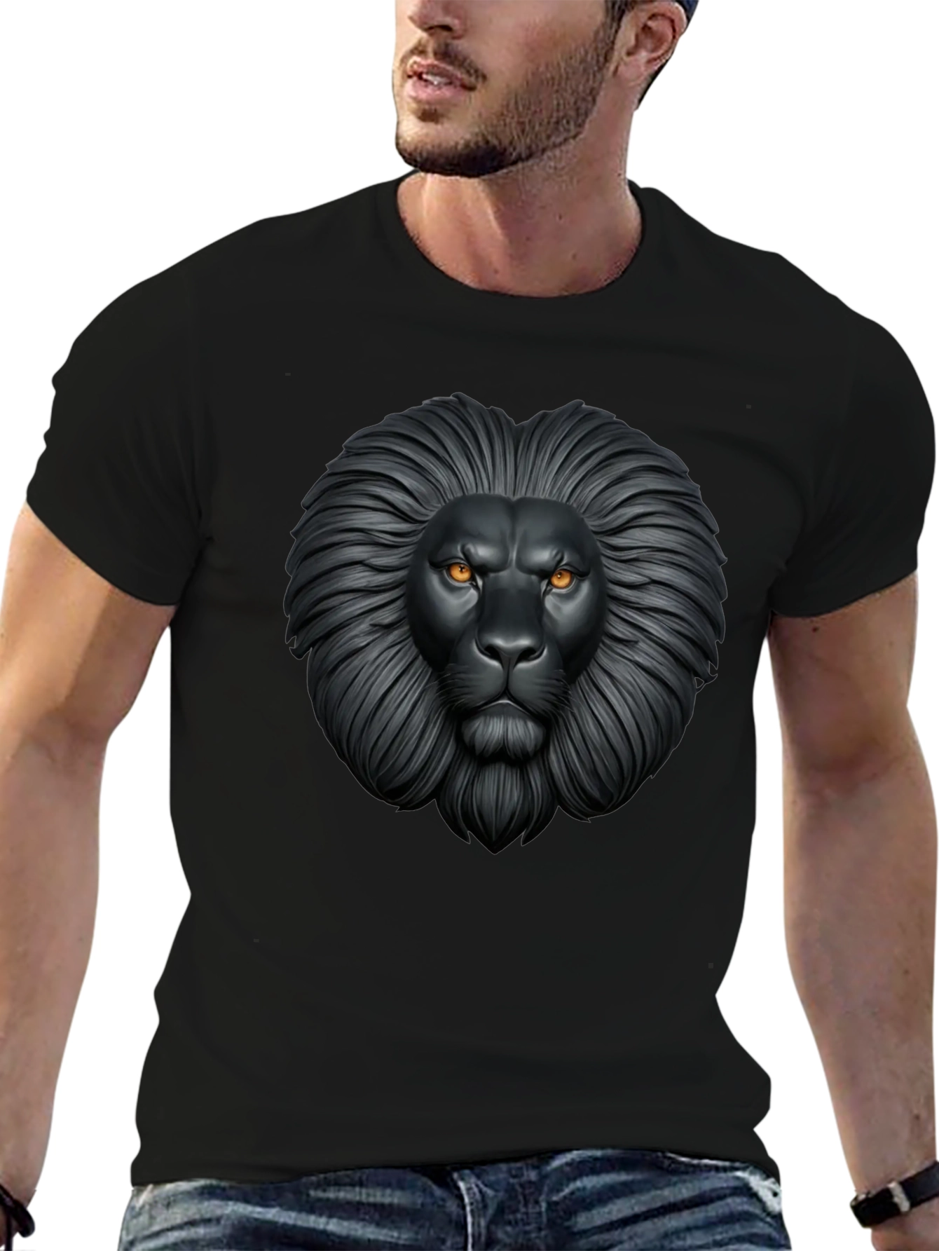 Black Lion Graphic Black T-Shirt - Fierce Style view 6