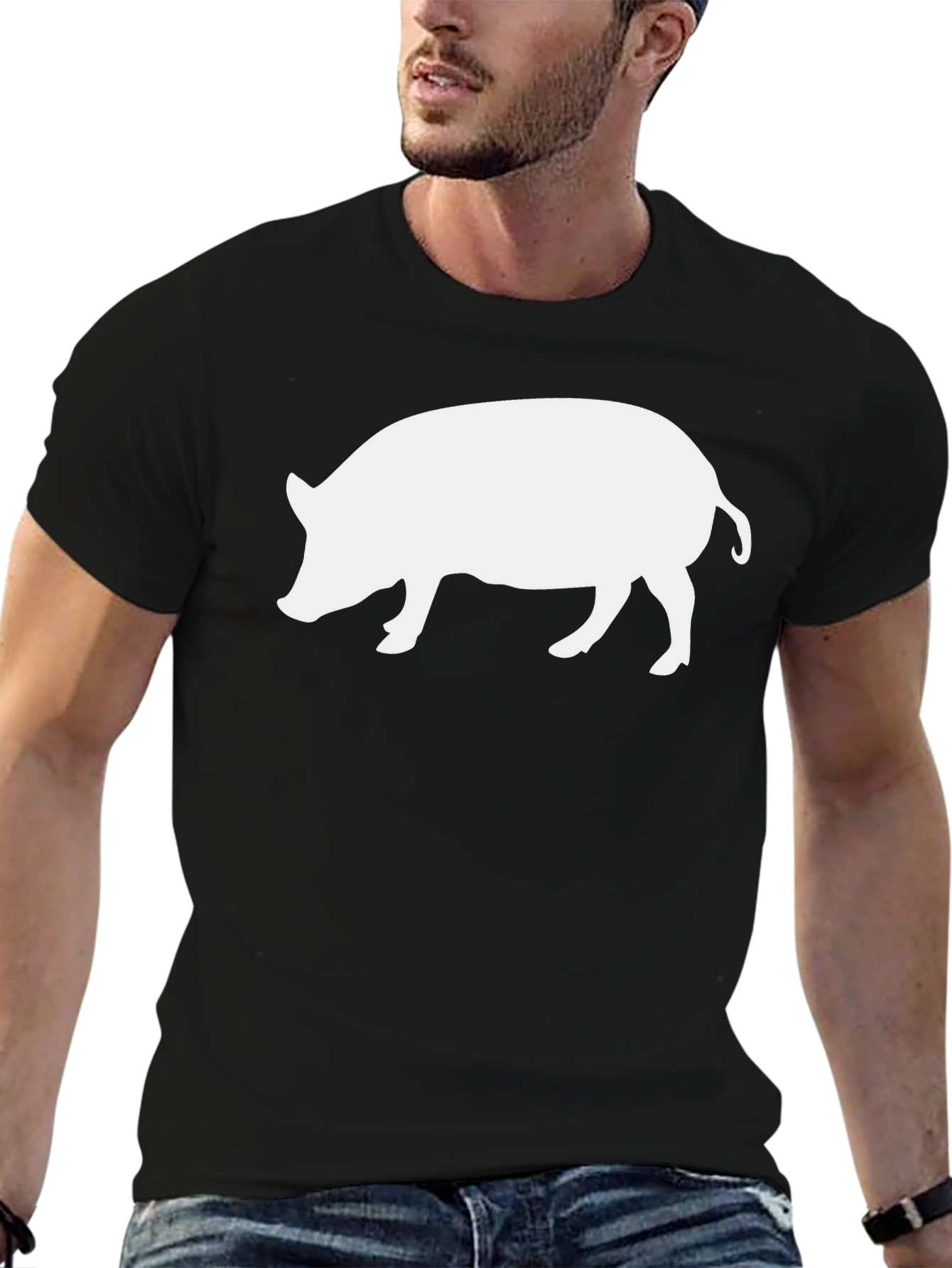 Black Boar Silhouette Graphic T-Shirt view 6
