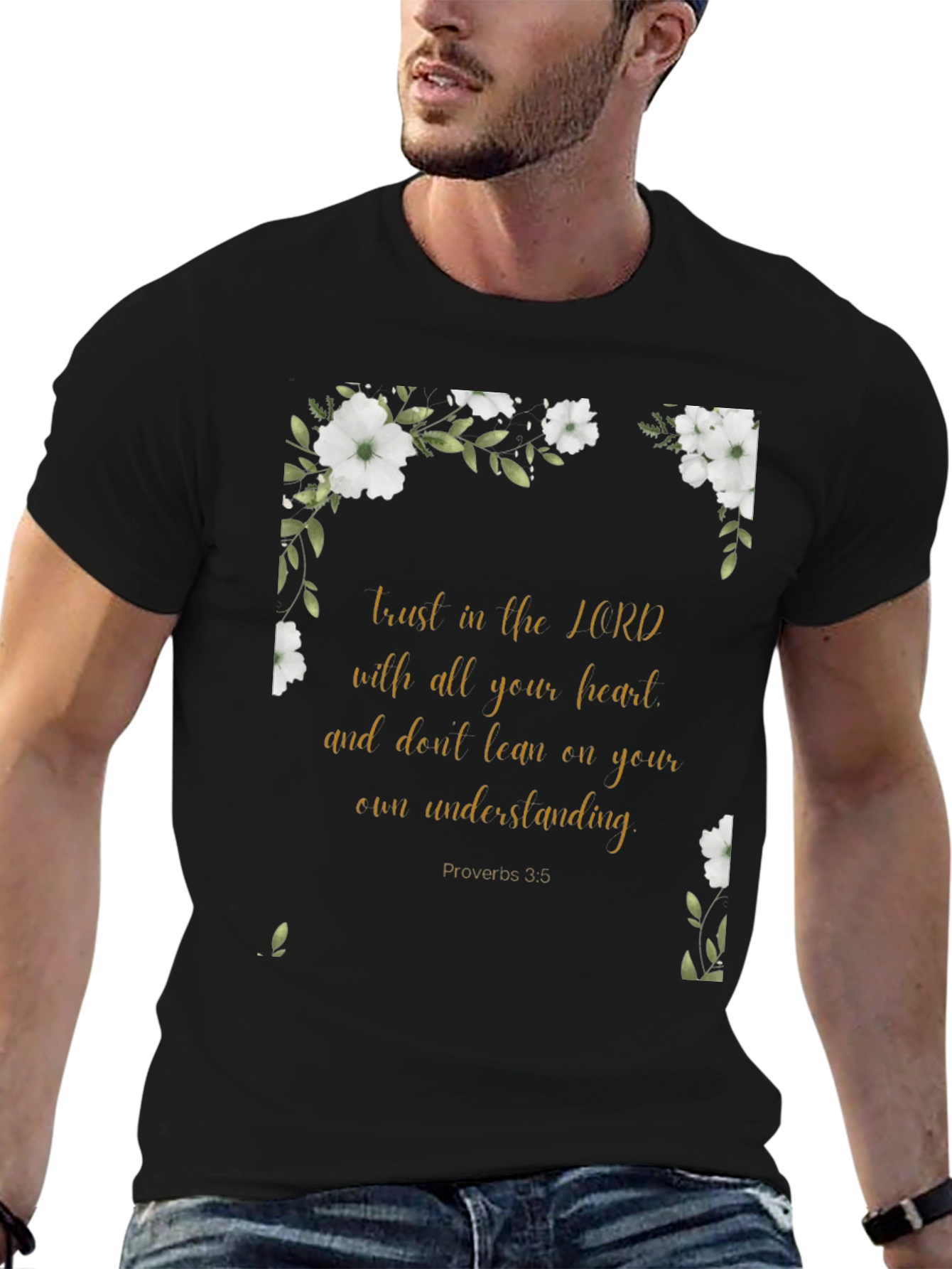 Black Faith-Inspired Floral T-Shirt view 6