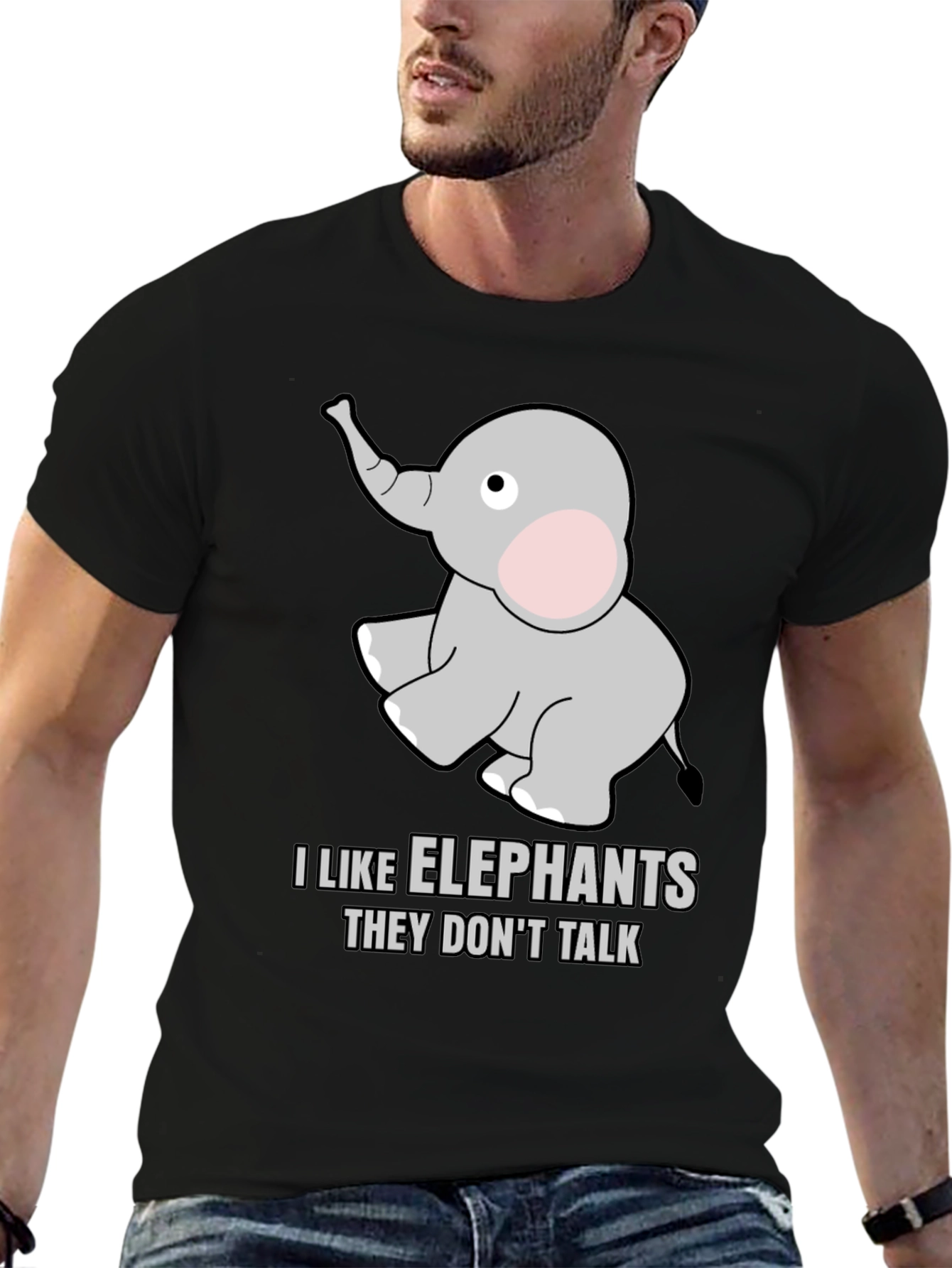 Black I Like Elephants T-Shirt view 6
