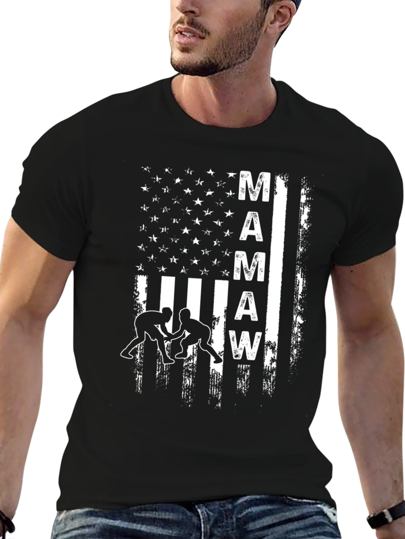 Black Mama's Wrestling Fan T-Shirt view 6