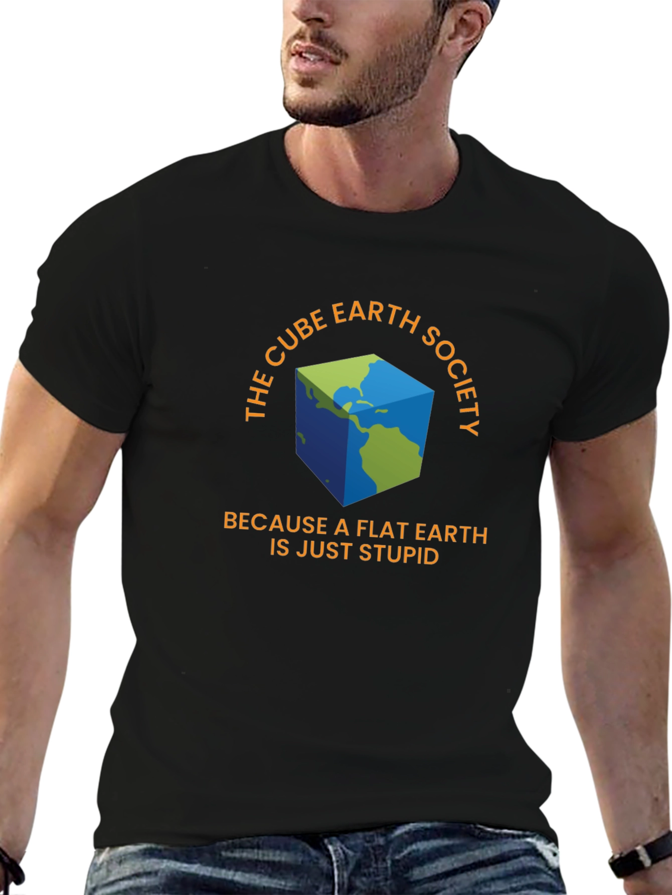 Black Cube Earth Society T-Shirt - Funny Conspiracy Tee view 6