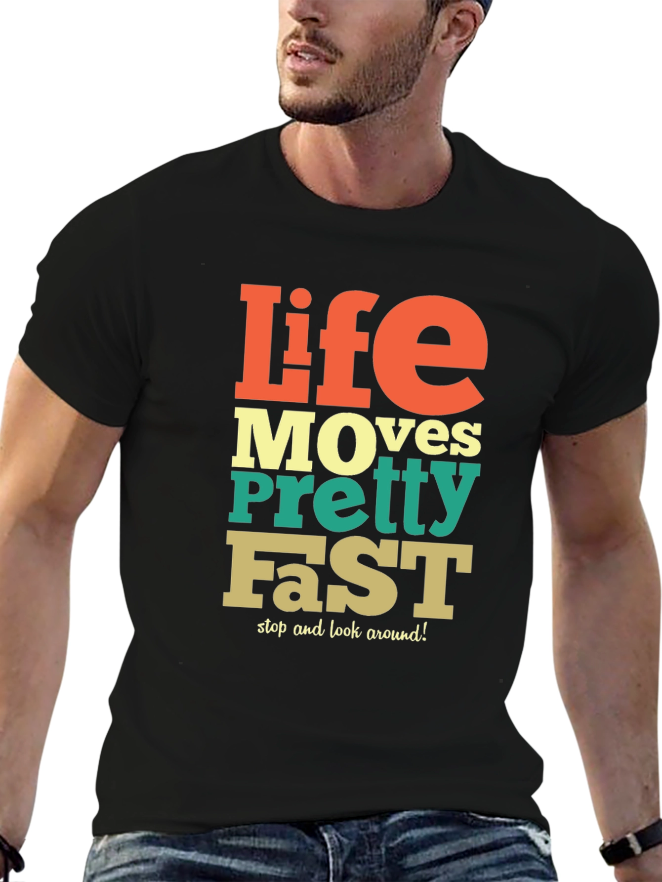 Black Life Moves Pretty Fast Graphic Tee - Relaxed Fit view 6