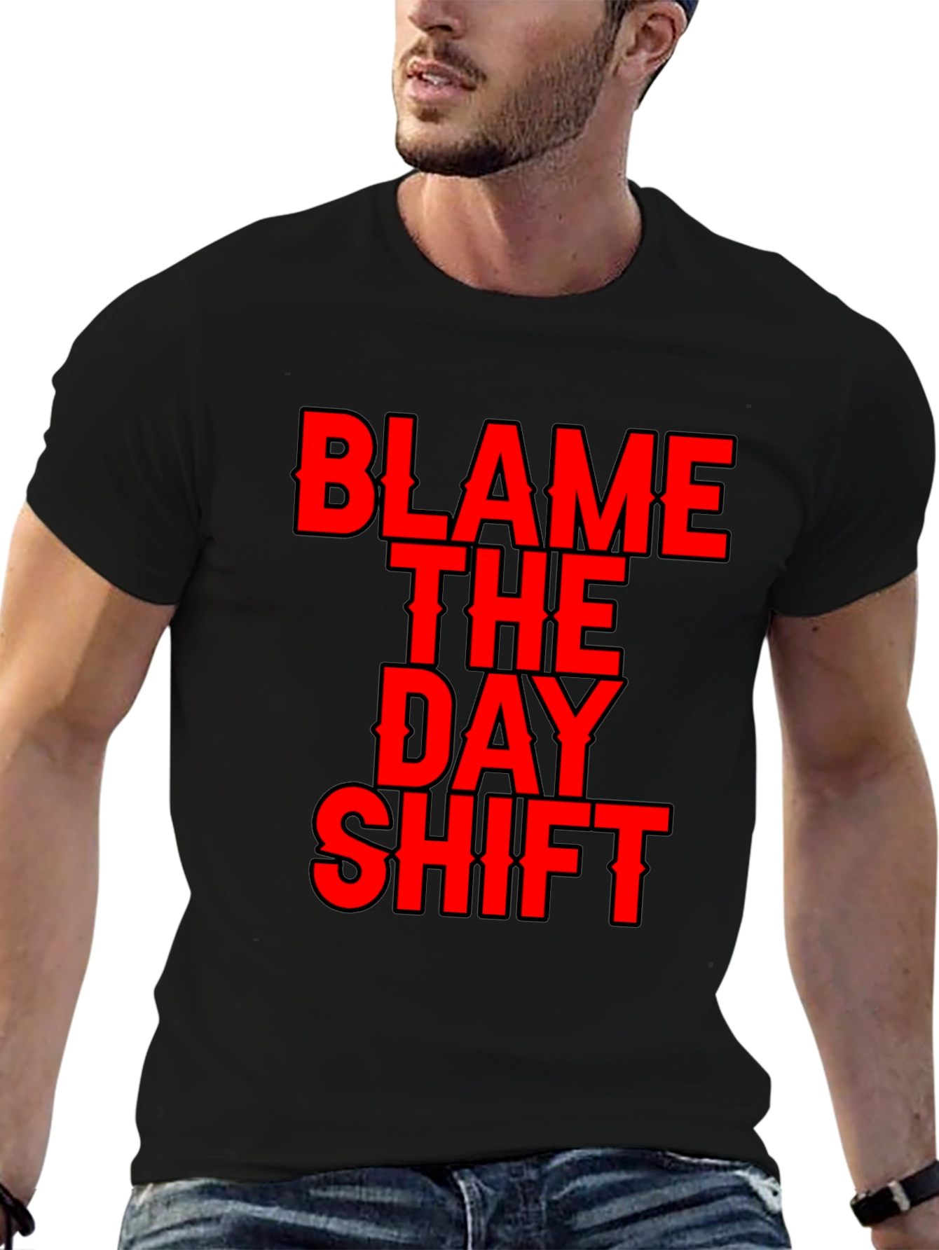 Black Blame the Day Shift T-Shirt - Black Tee view 6