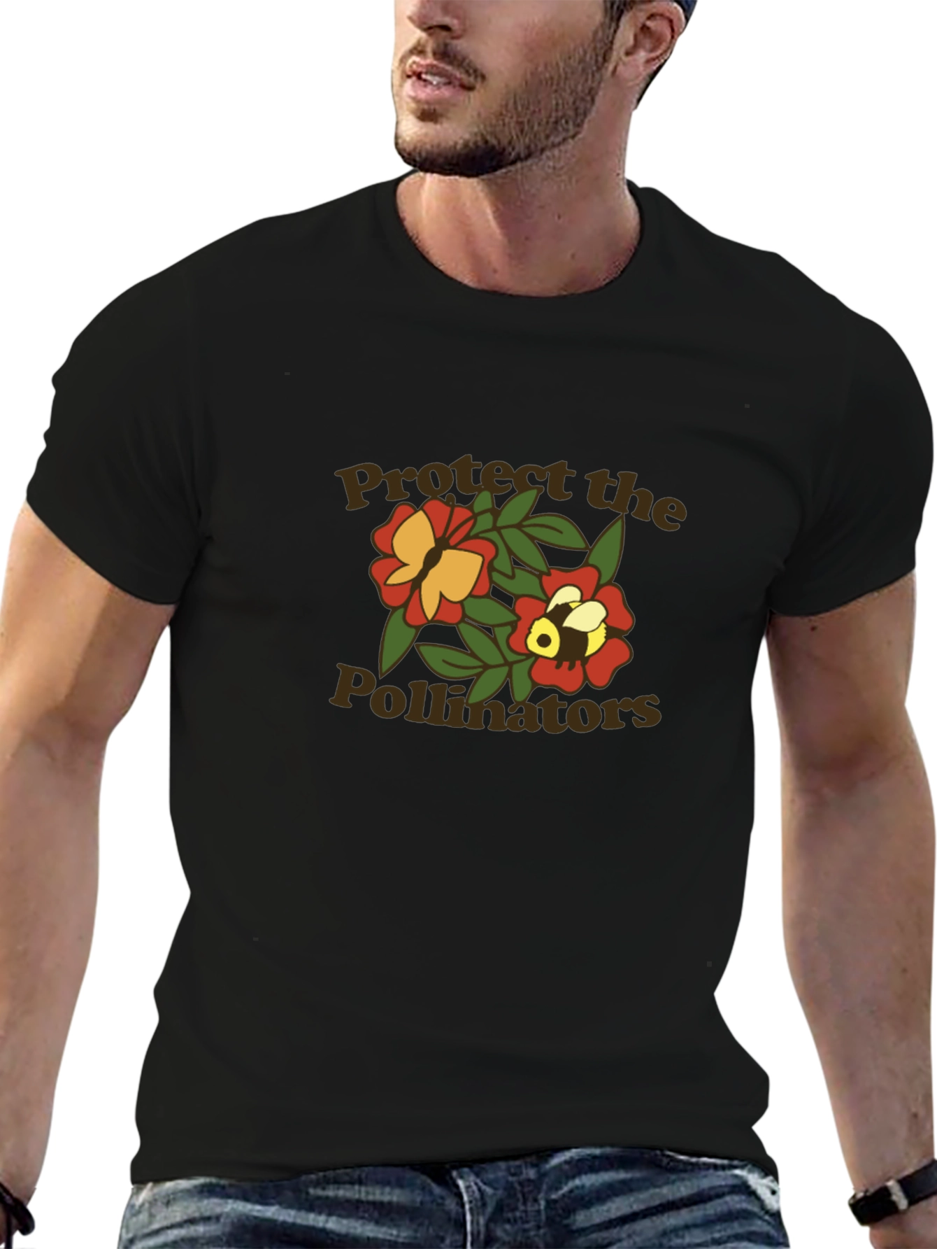 Black Protect the Pollinators Graphic Tee - Black view 6