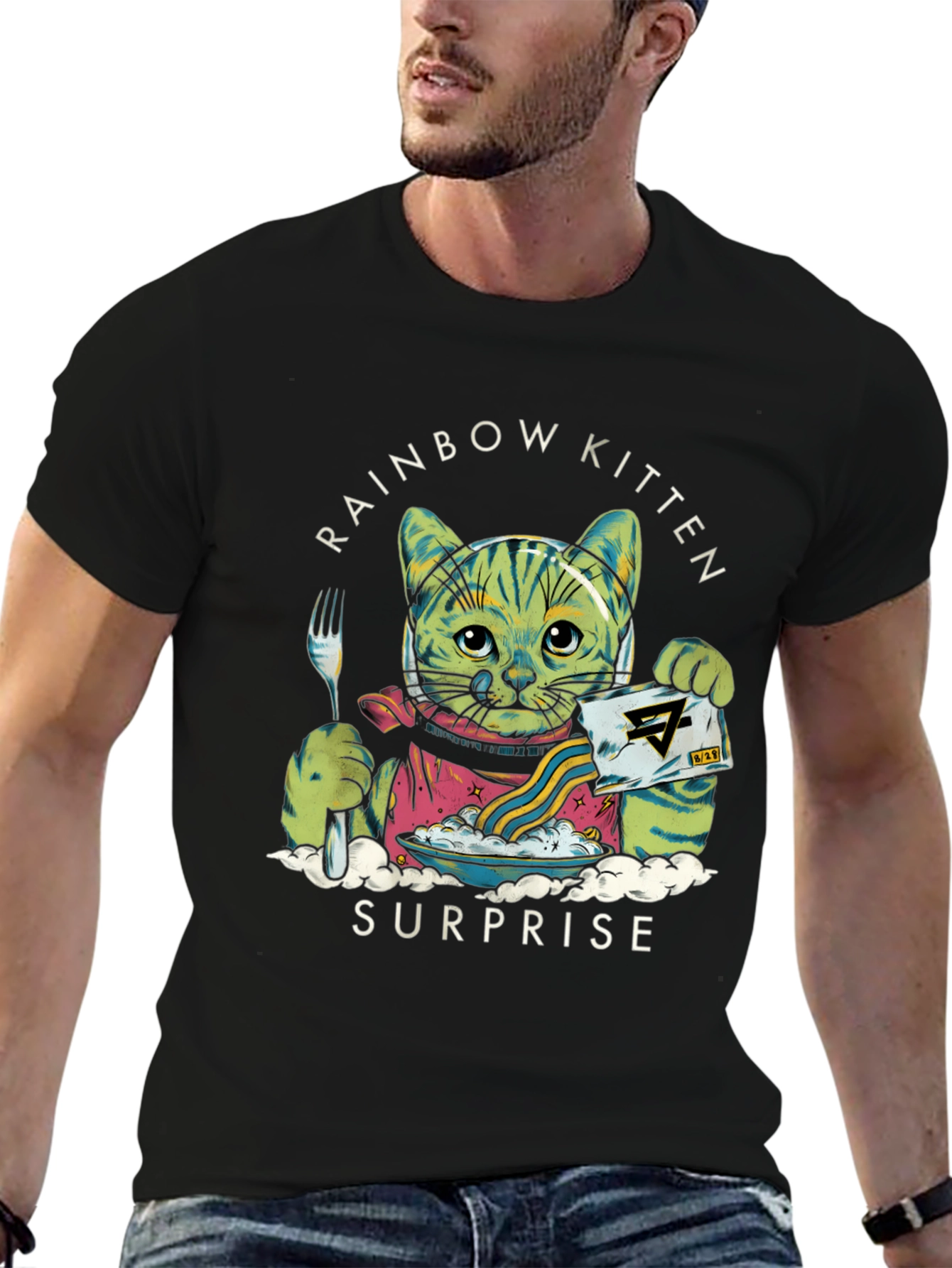 Black Rainbow Kitten Surprise Graphic Tee view 6