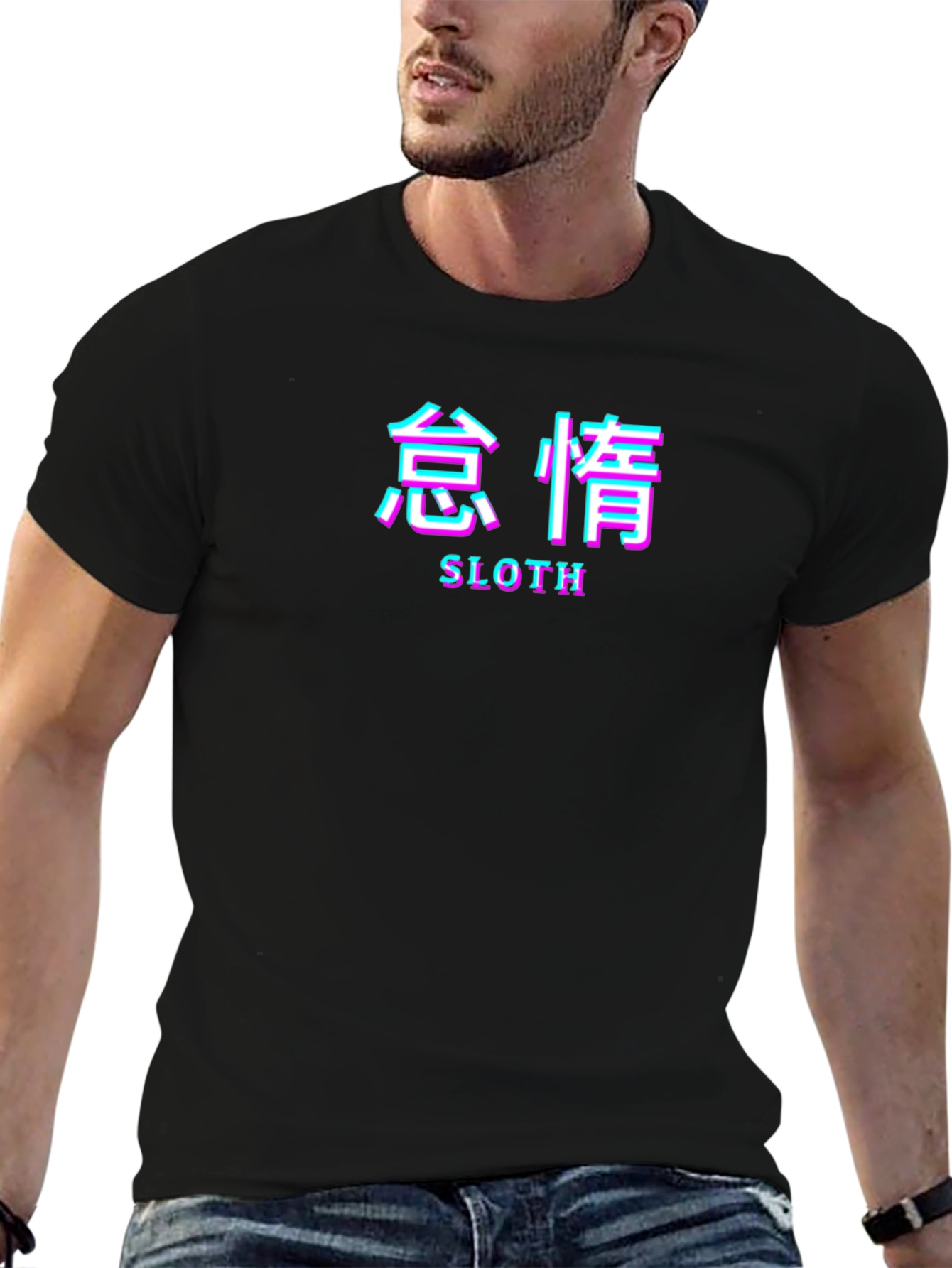 Black Sloth Aesthetic T-Shirt - Japanese Text Style Tee view 6