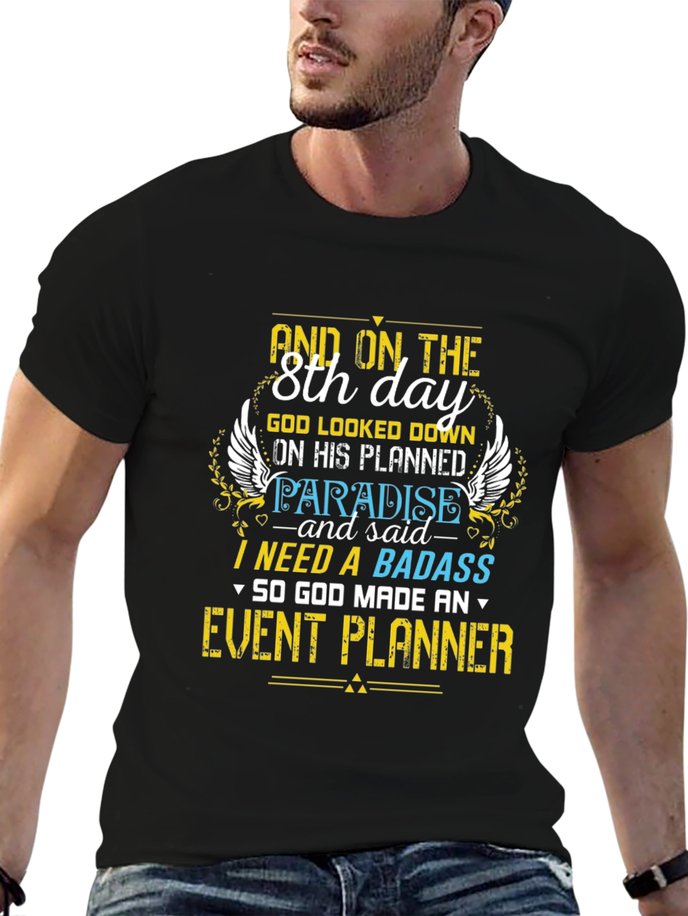 Black Event Planner Graphic Tee - 8th Day Design view 6