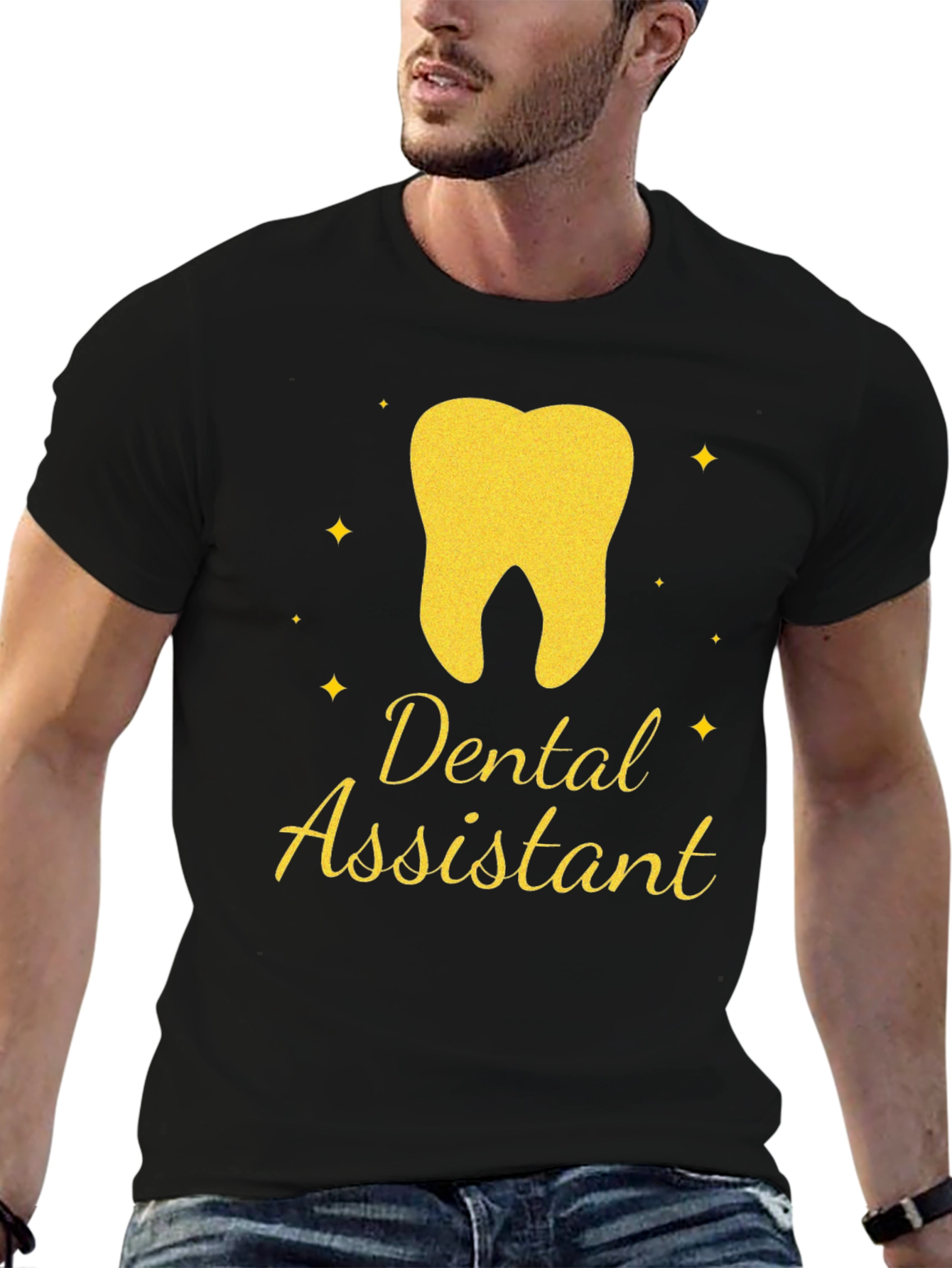 Black Dental Assistant T-Shirt - Tooth Graphic Tee view 6