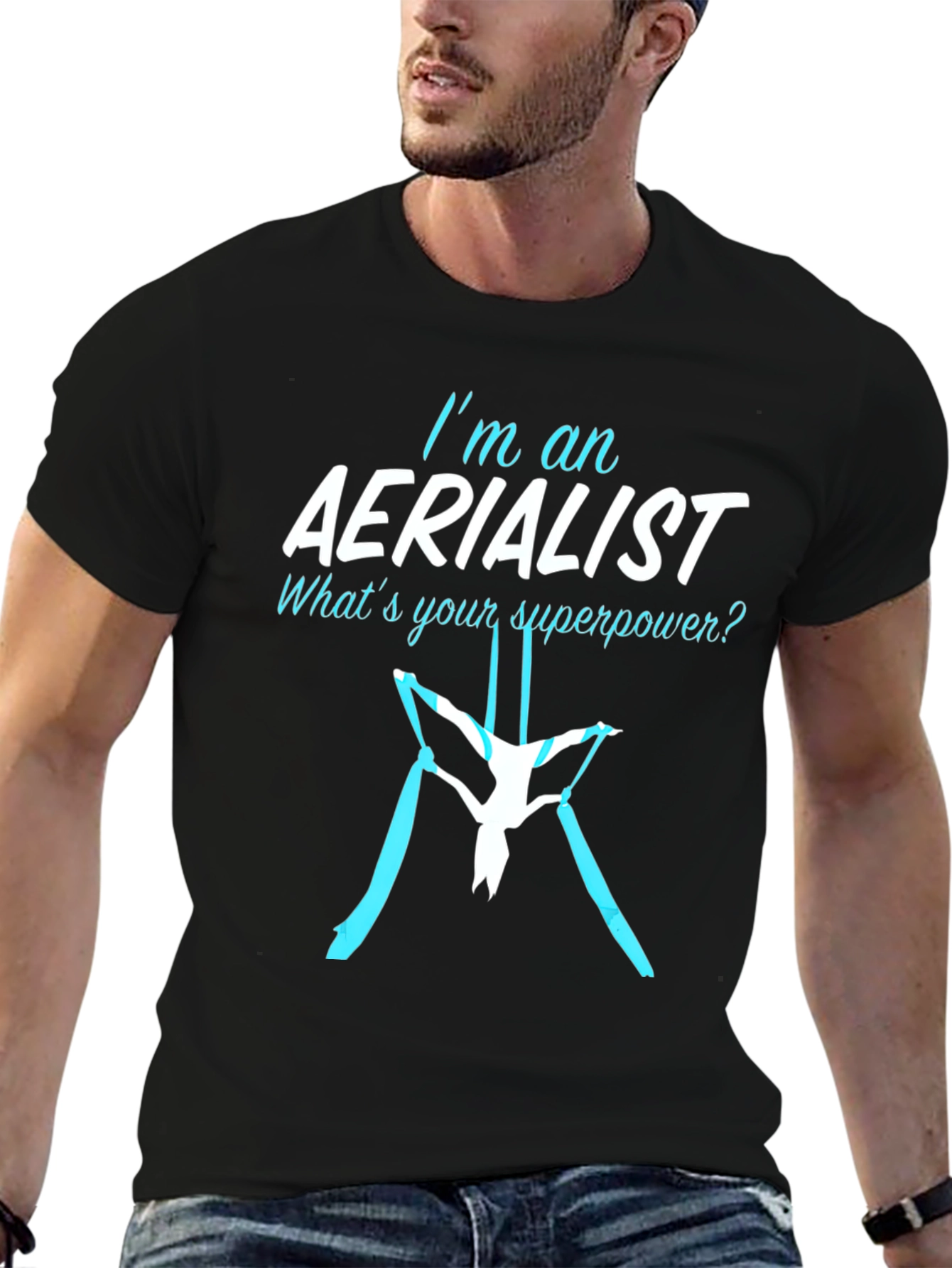 Black Aerialist Superpower T-Shirt - Black Cotton Blend view 6