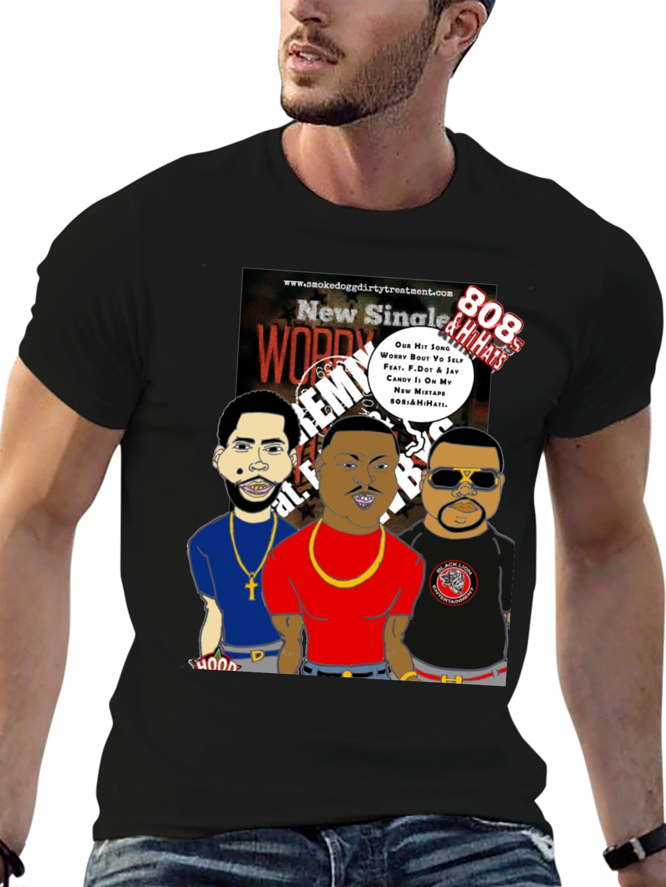 Black New Worry Remix Single Black T-Shirt view 6