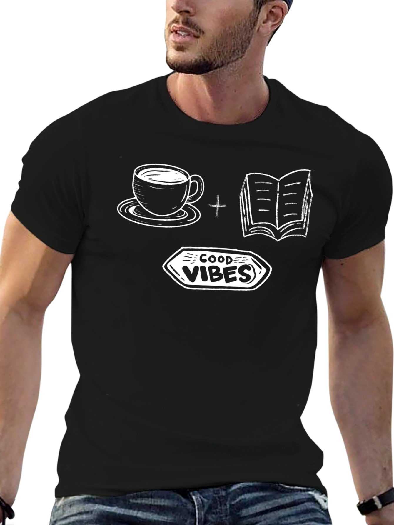 Black Good Vibes Coffee & Books Graphic Tee view 6