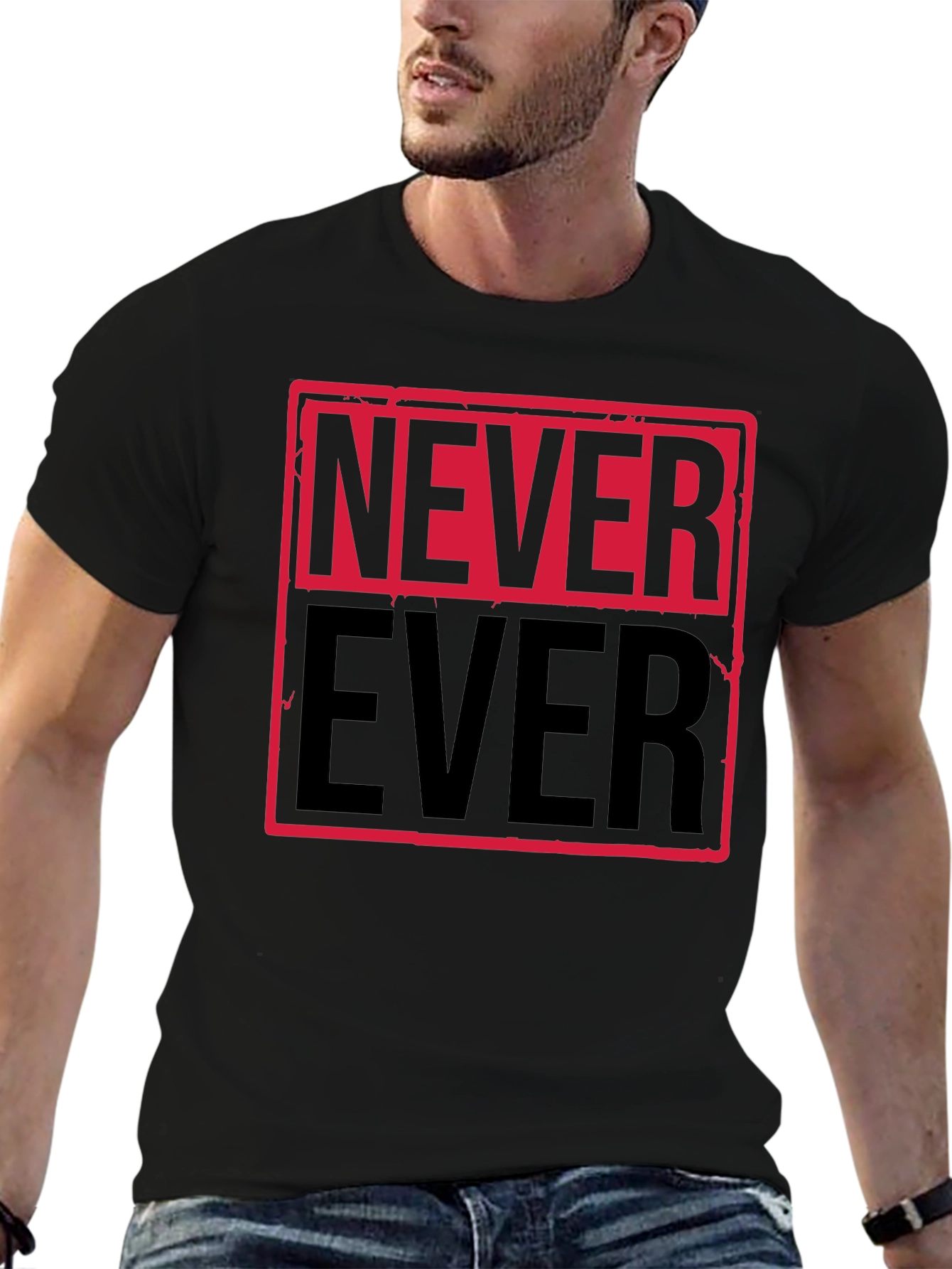 Black Never Ever Graphic Tee - Bold Statement Shirt view 6