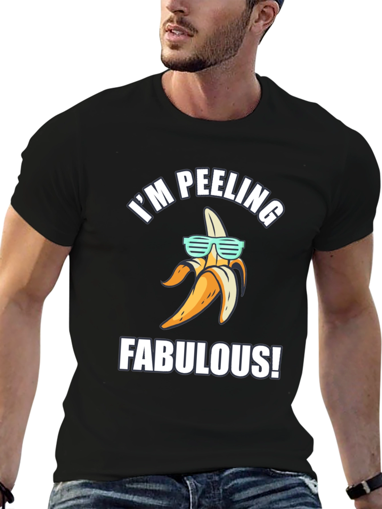 Black Funny Banana T-Shirt - I'm Peeling Fabulous! view 6