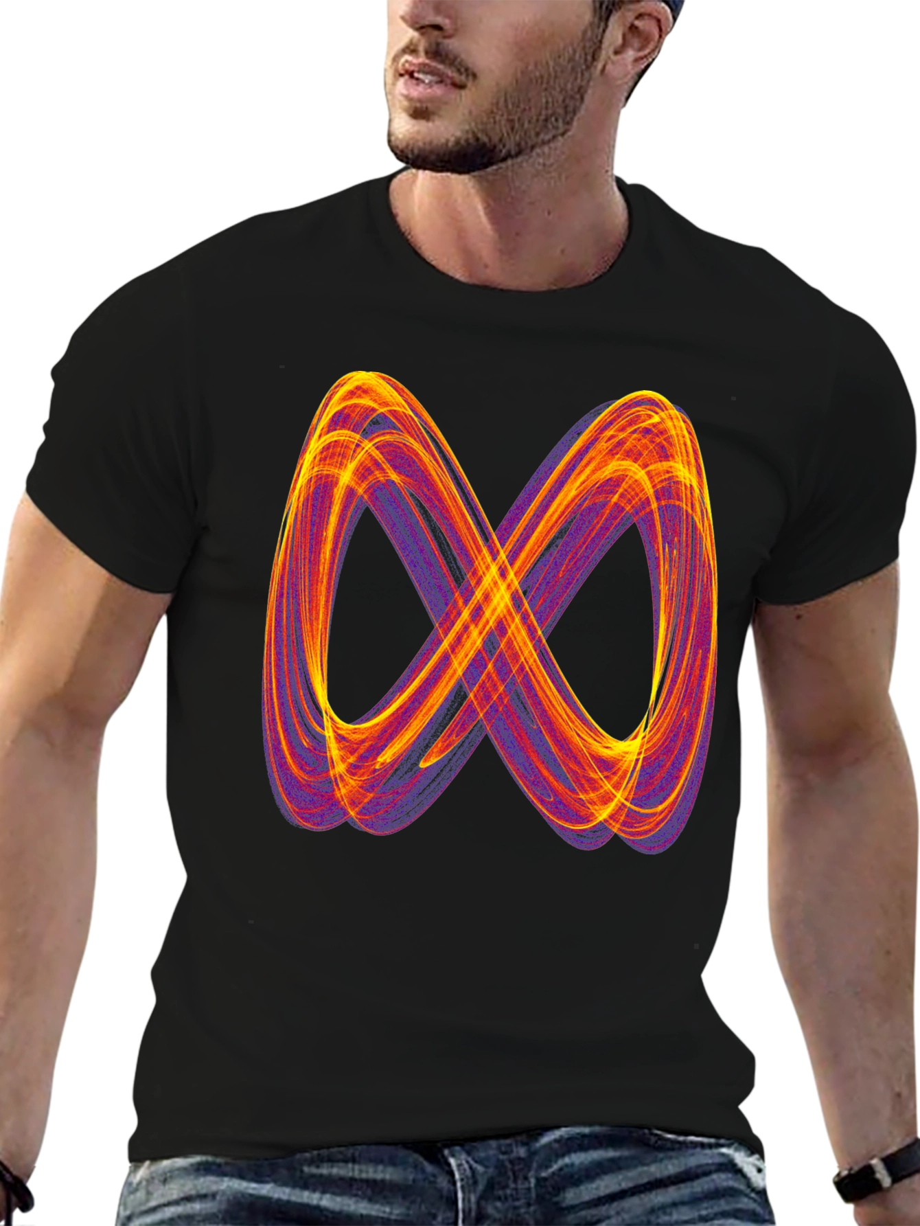Black Infinity Symbol Graphic Tee - Black Cotton Blend Shirt view 6