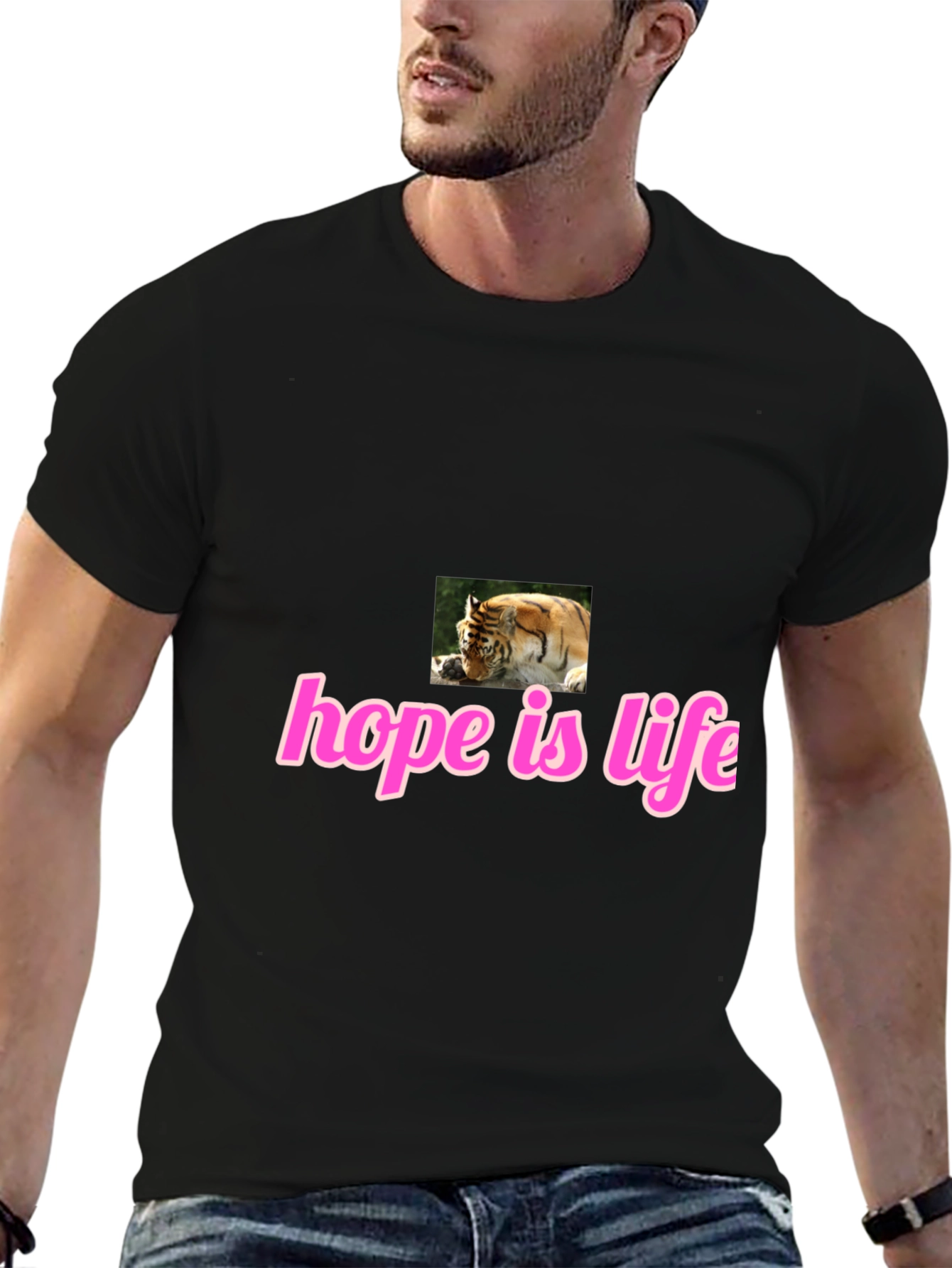 Black Hope Is Life Tiger Graphic Tee - Black view 6