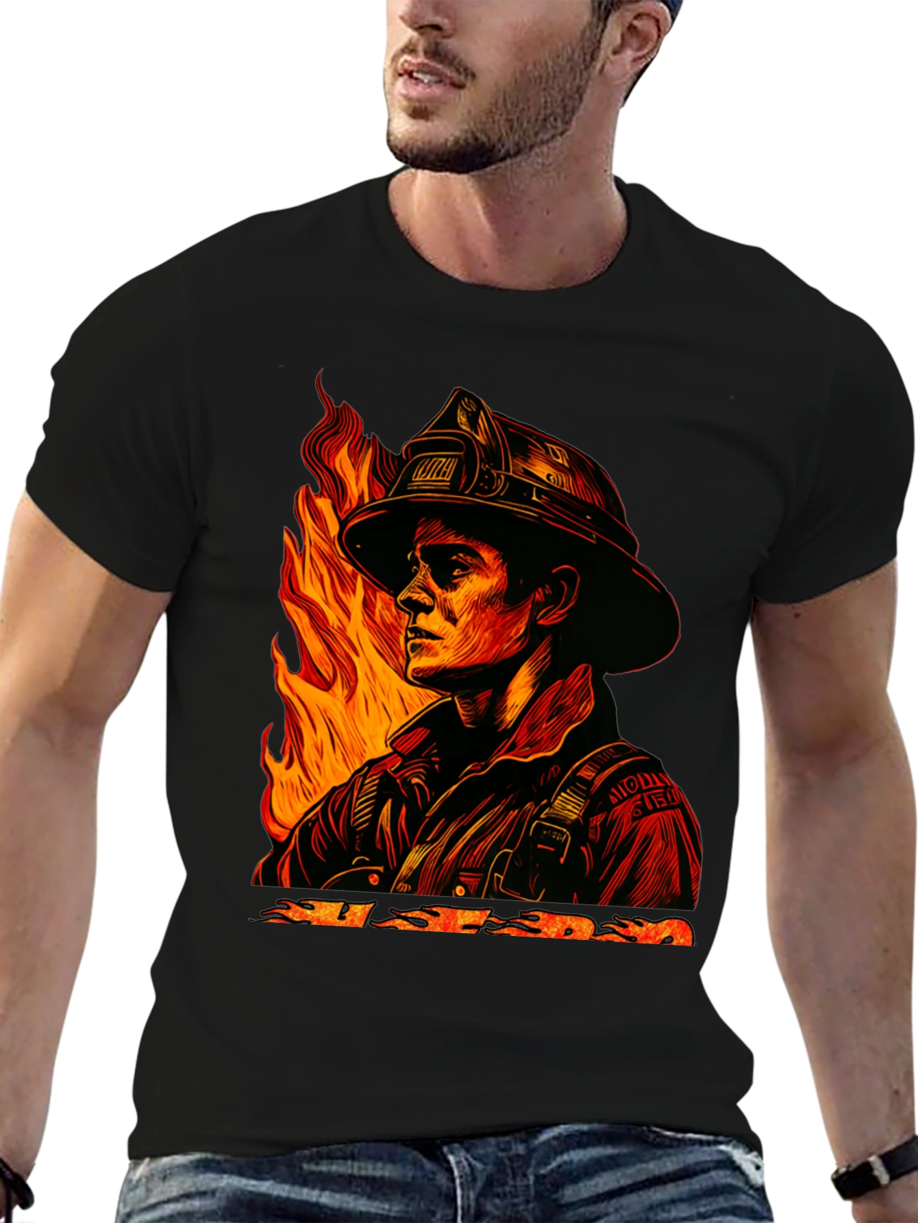 Black Firefighter Graphic Tee - Courage Under Fire view 6