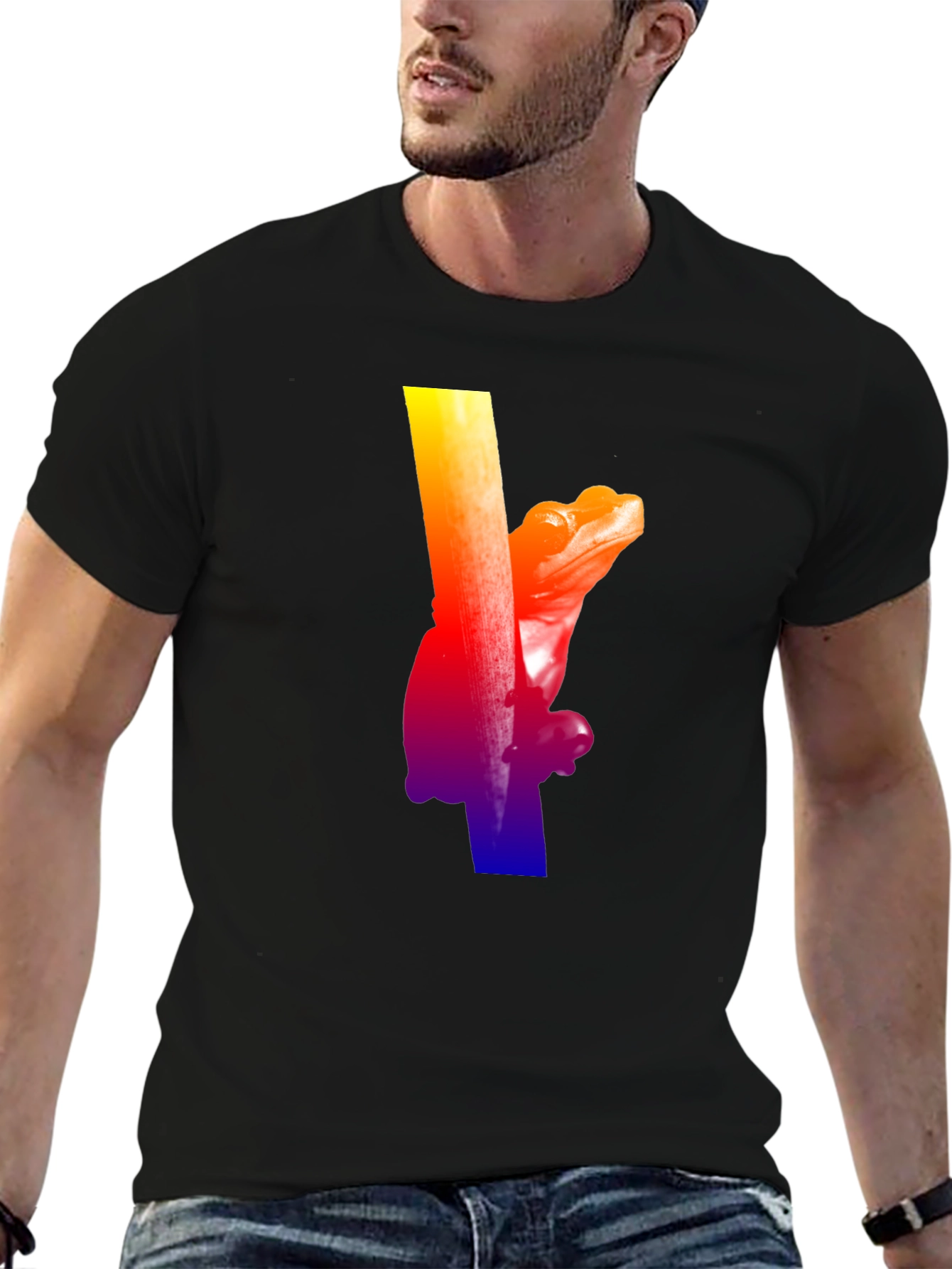 Black Rainbow Frog Climbing T-Shirt - Black view 6