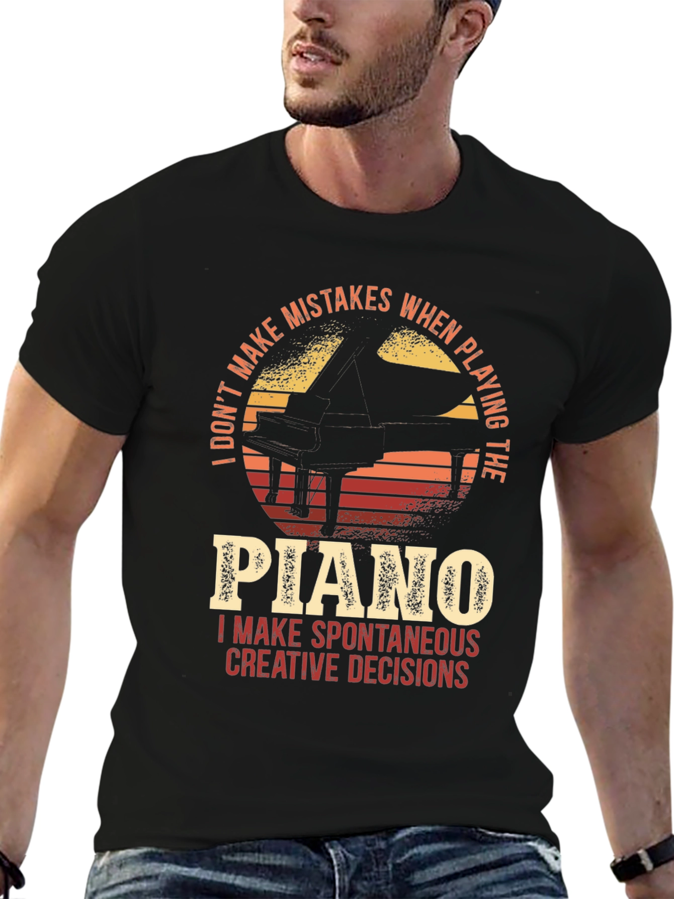 Black Piano Creative Decisions Graphic T-Shirt view 6