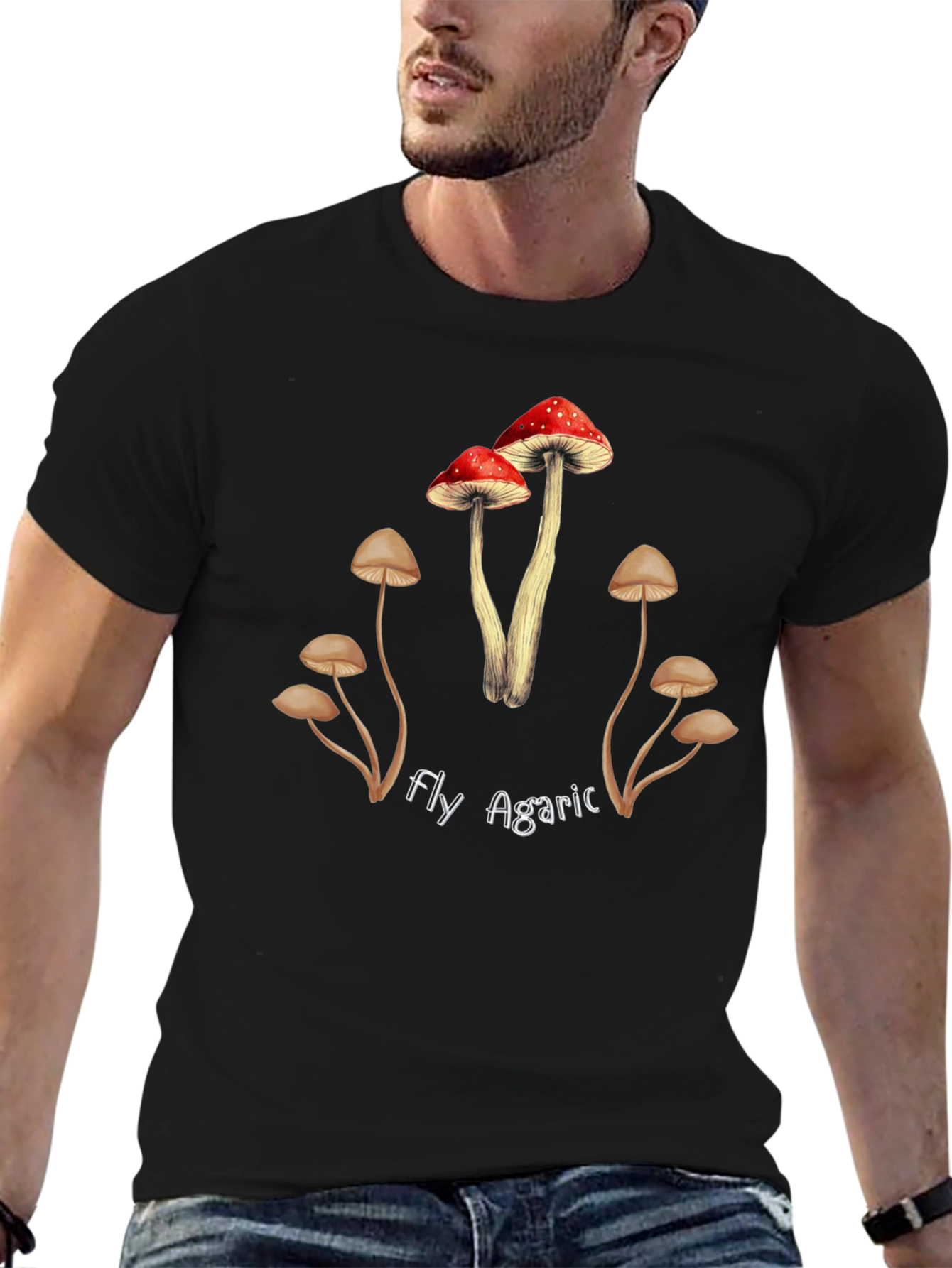 Black Fly Agaric Mushroom Graphic T-Shirt view 6