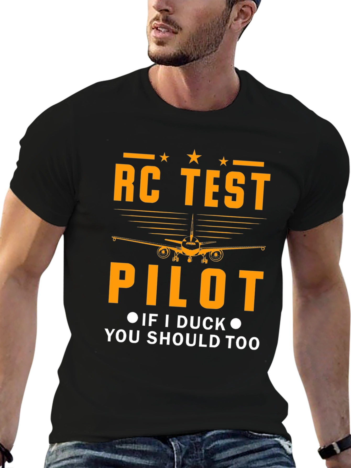 Black RC Test Pilot Graphic T-Shirt view 6