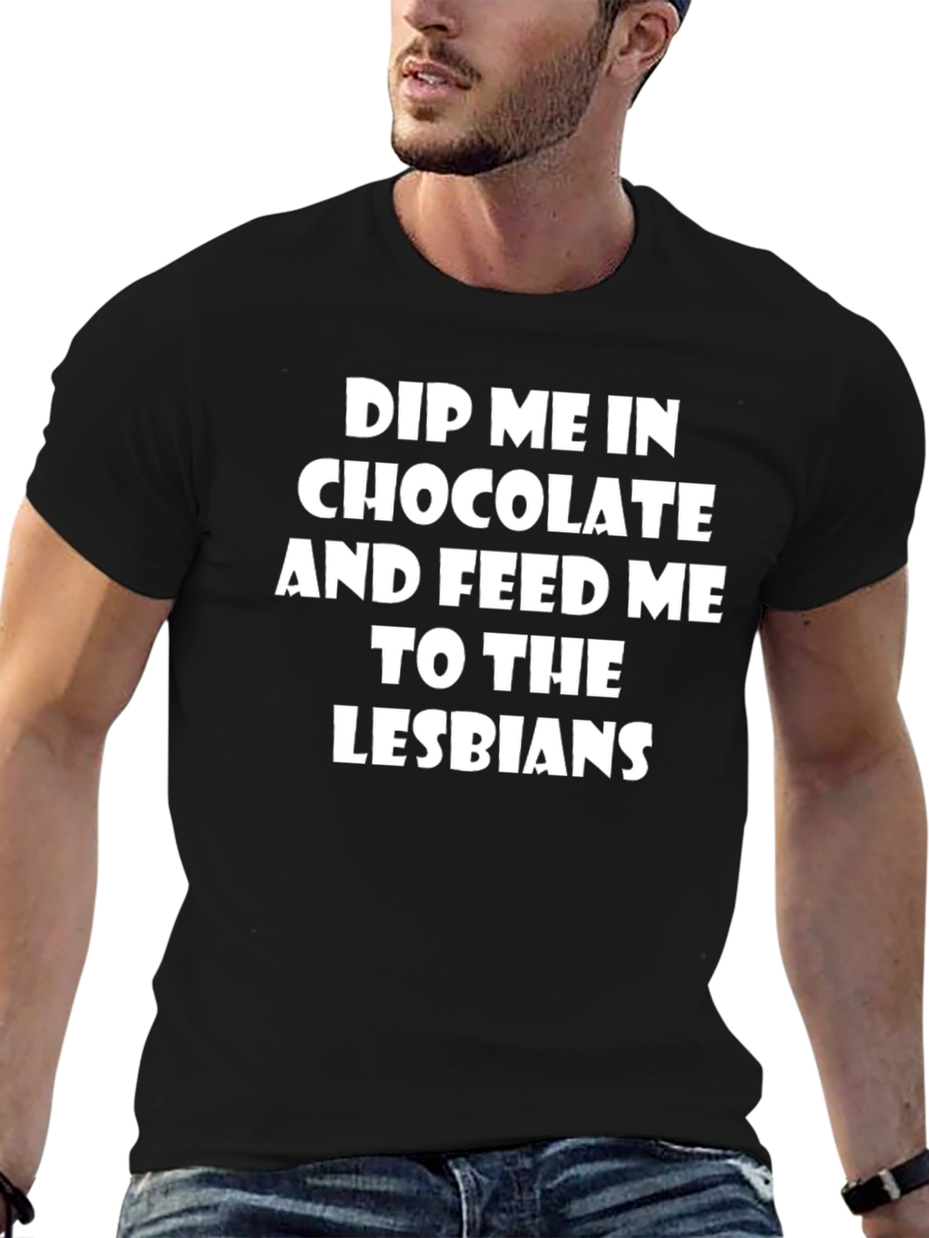 Black Dip Me In Chocolate Funny Graphic T-Shirt view 6