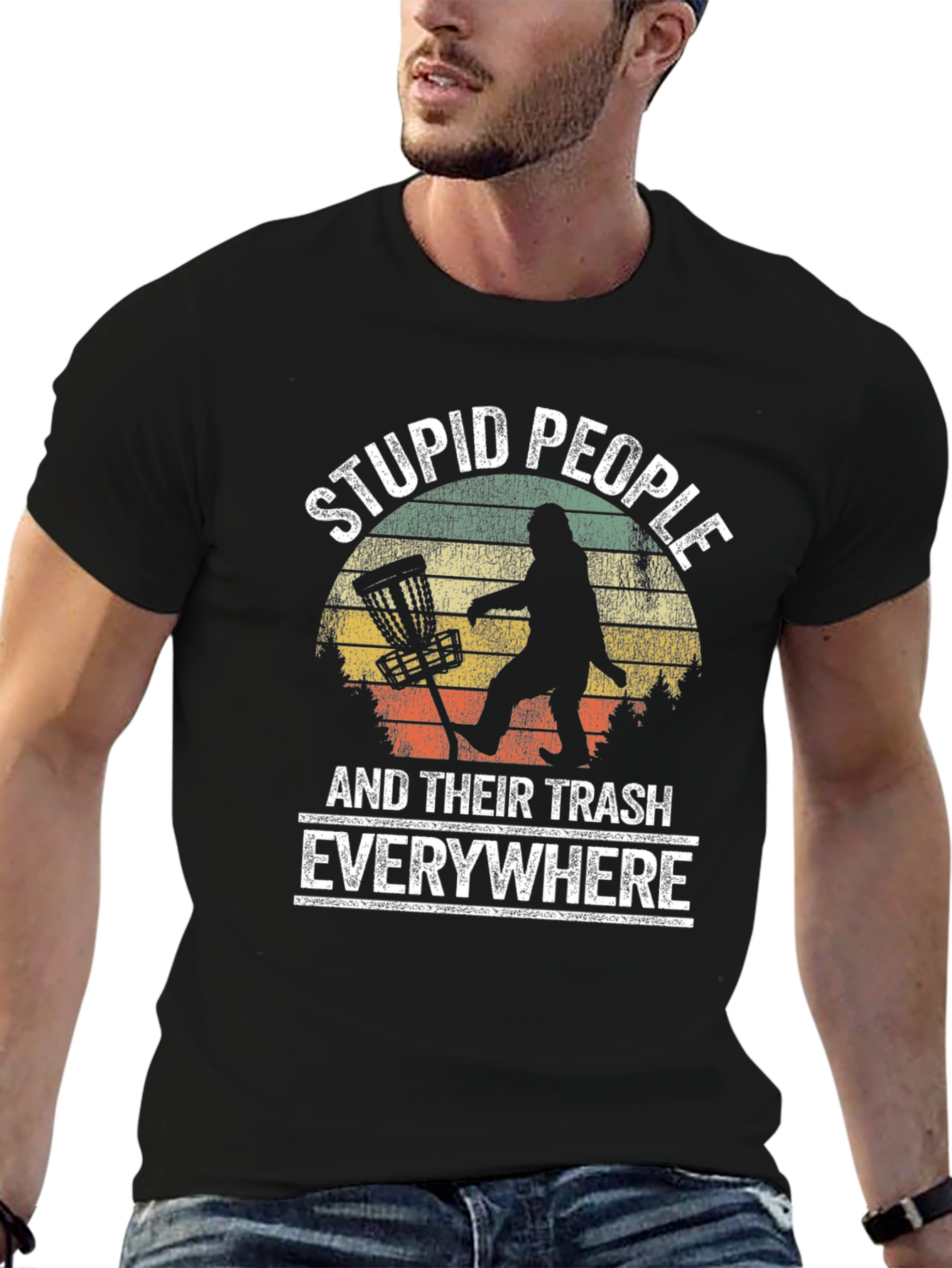 Black Stupid People Trash Everywhere T-Shirt view 6