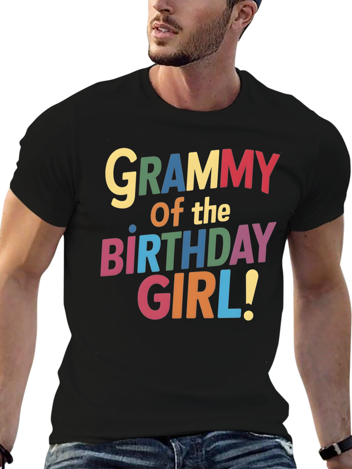 Black Grammy of the Birthday Girl Black T-Shirt view 6
