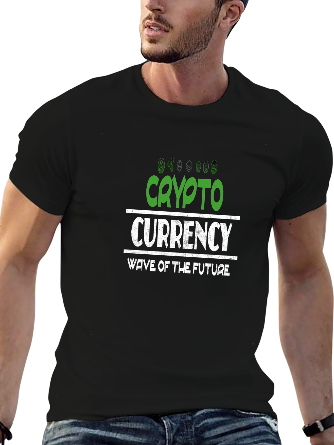 Black Crypto Currency T-Shirt - Wave of the Future Tee view 6