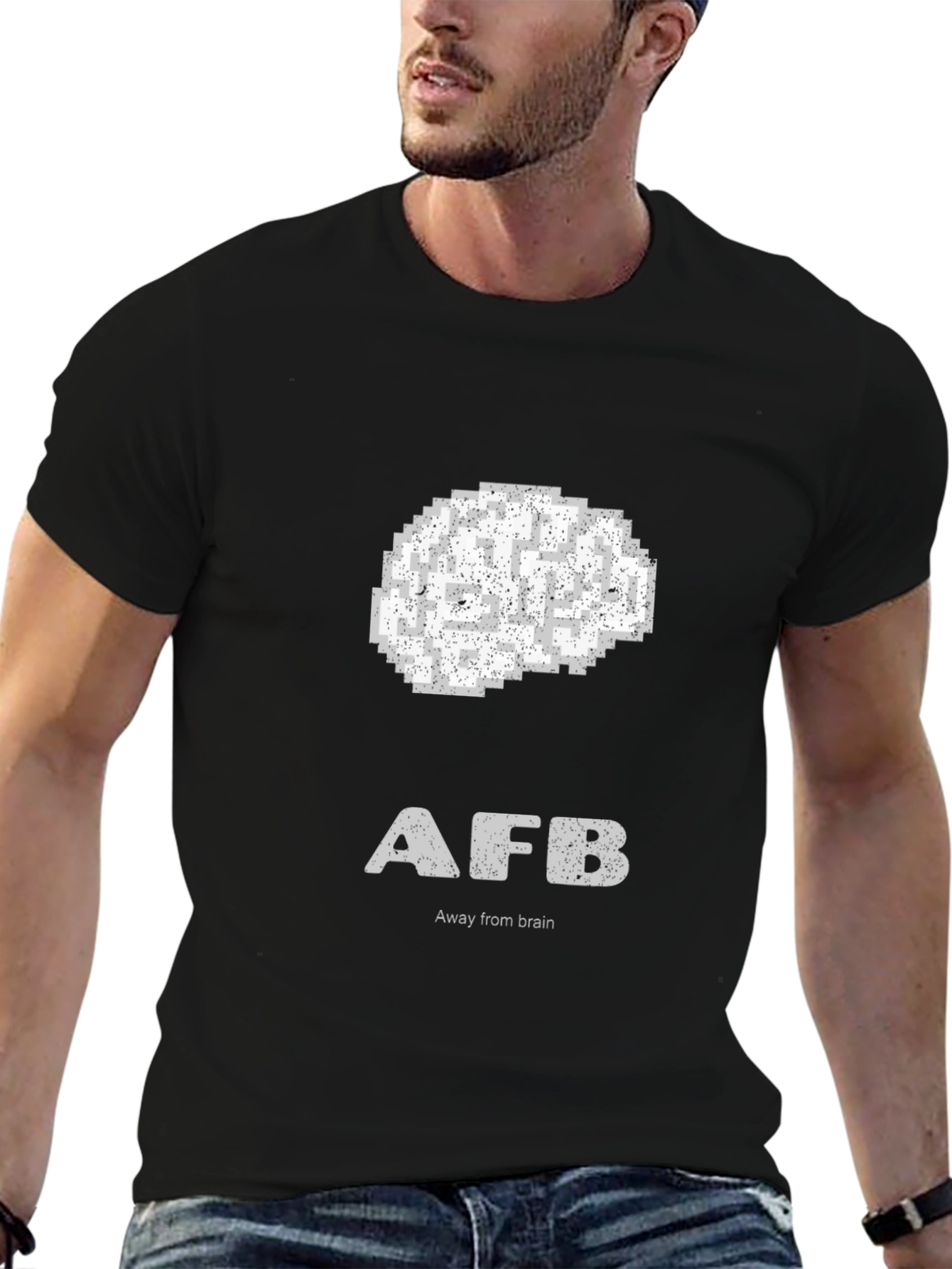 Black Away From Brain - Funny Graphic Tee view 6