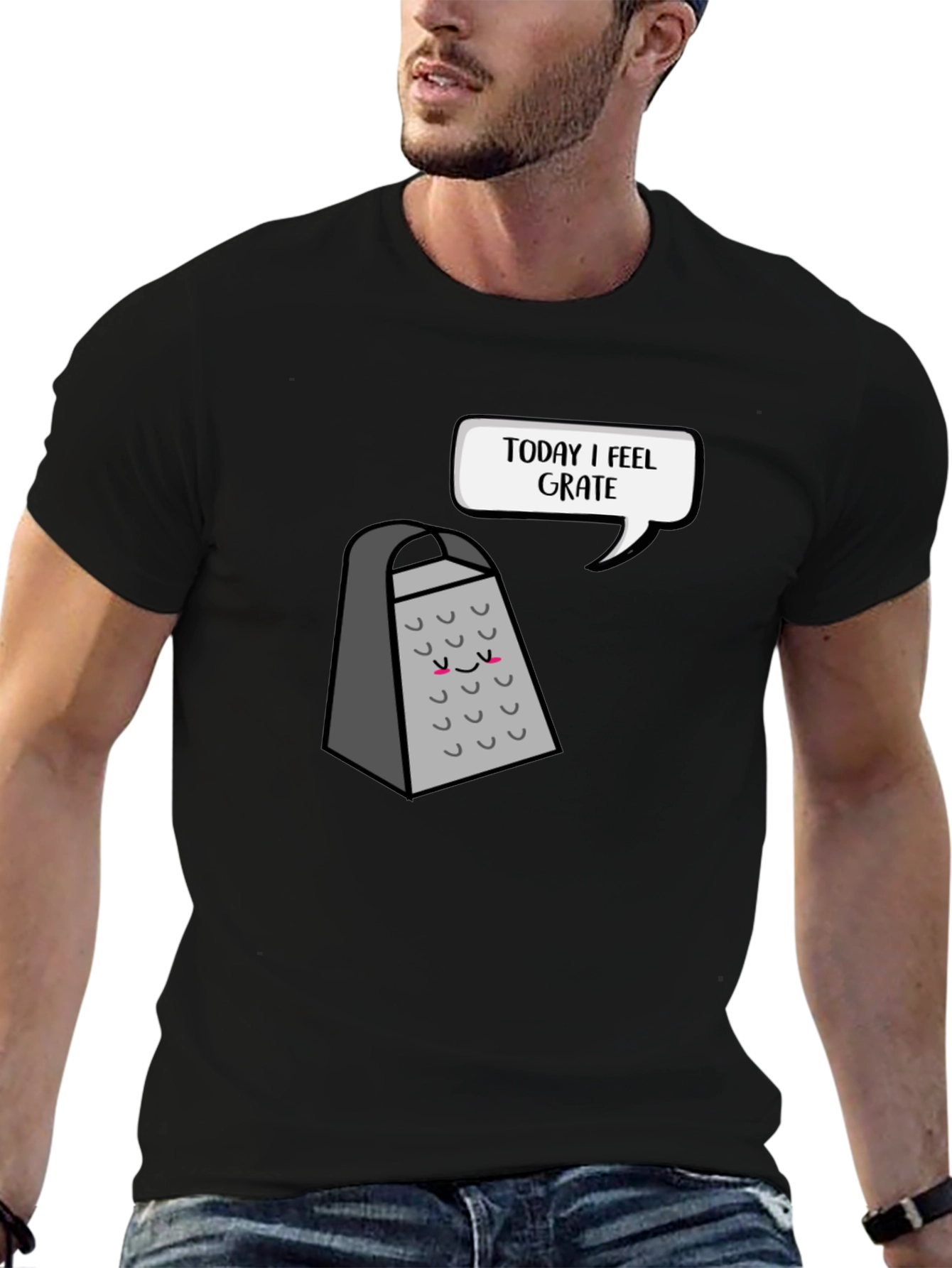 Black Funny Grater T-Shirt: Today I Feel Grate view 6