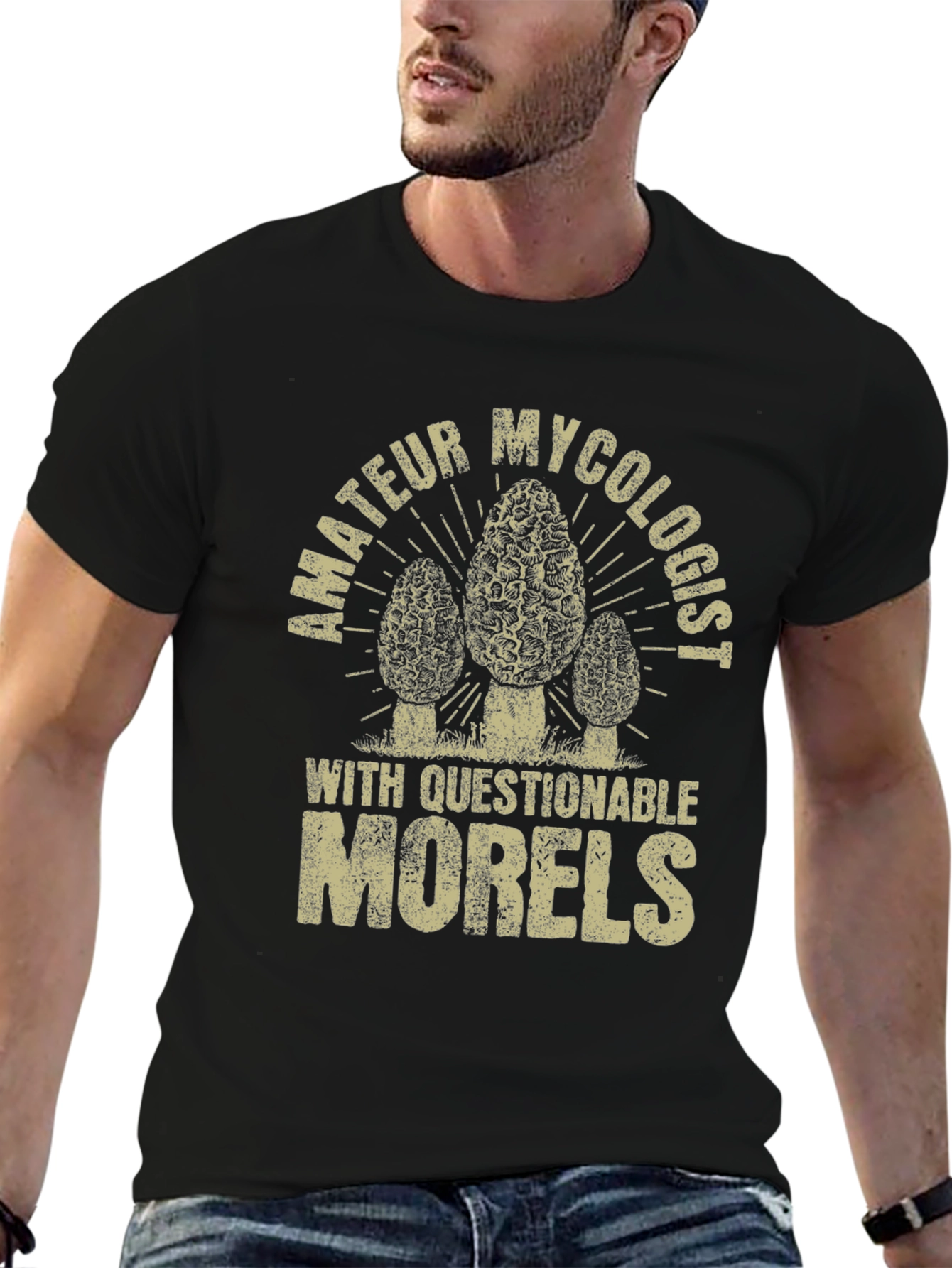 Black Amateur Mycologist Morel Mushroom T-Shirt view 6