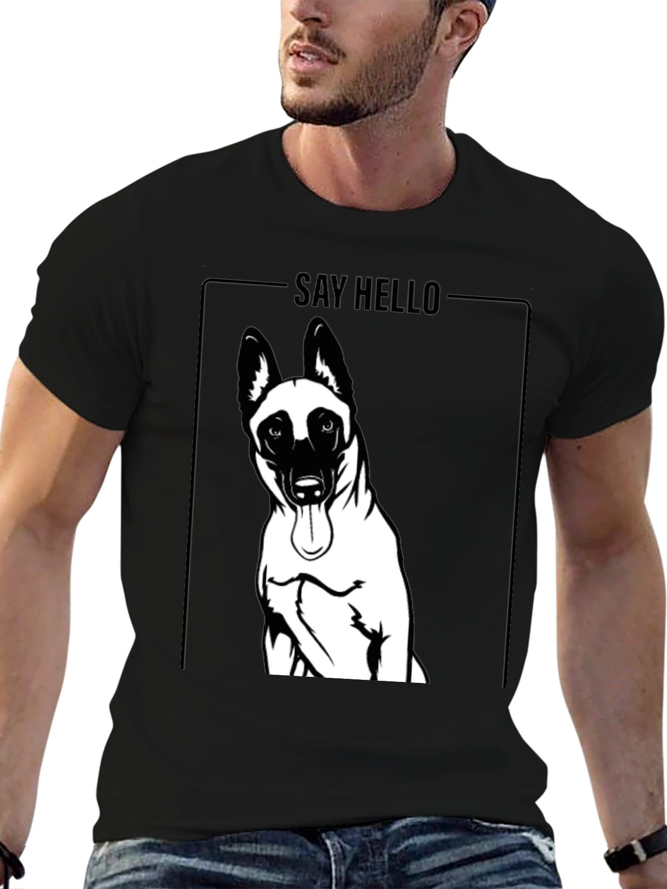 Black Dog Graphic T-Shirt - Say Hello view 6
