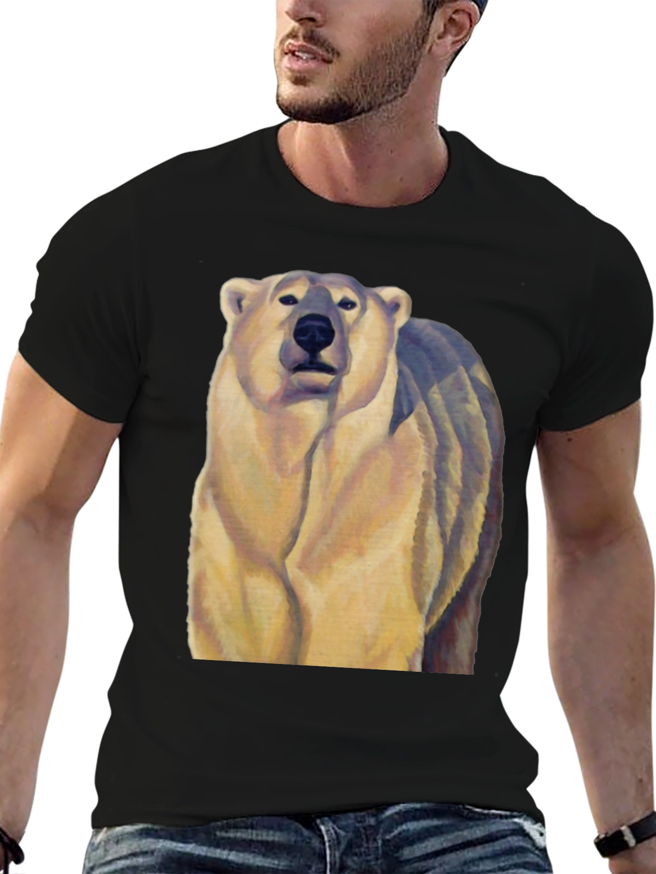 Black Polar Bear Graphic Tee - Black Cotton Blend view 6