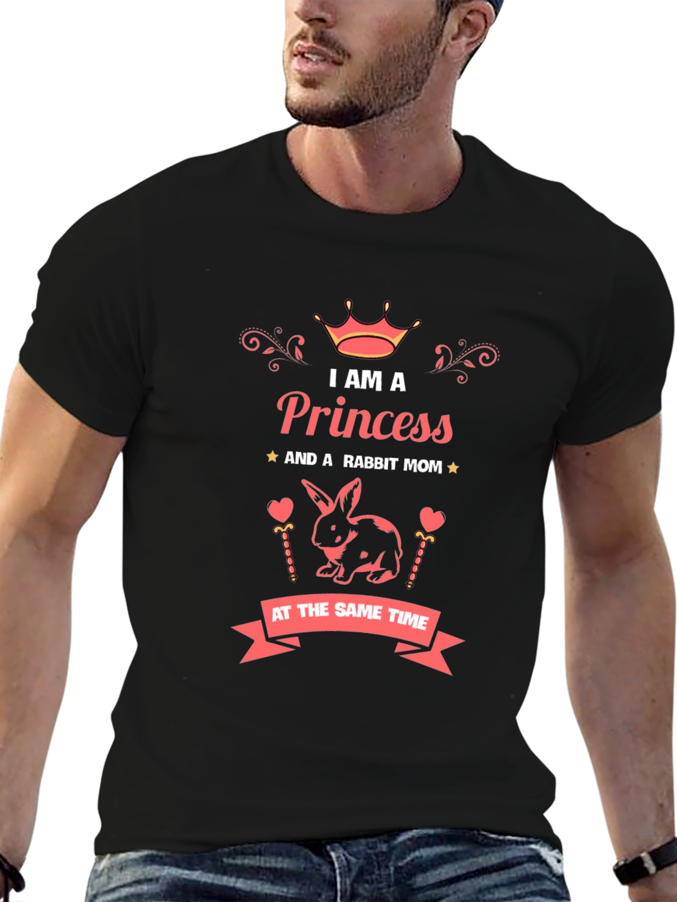 Black Princess Rabbit Mom T-Shirt view 6