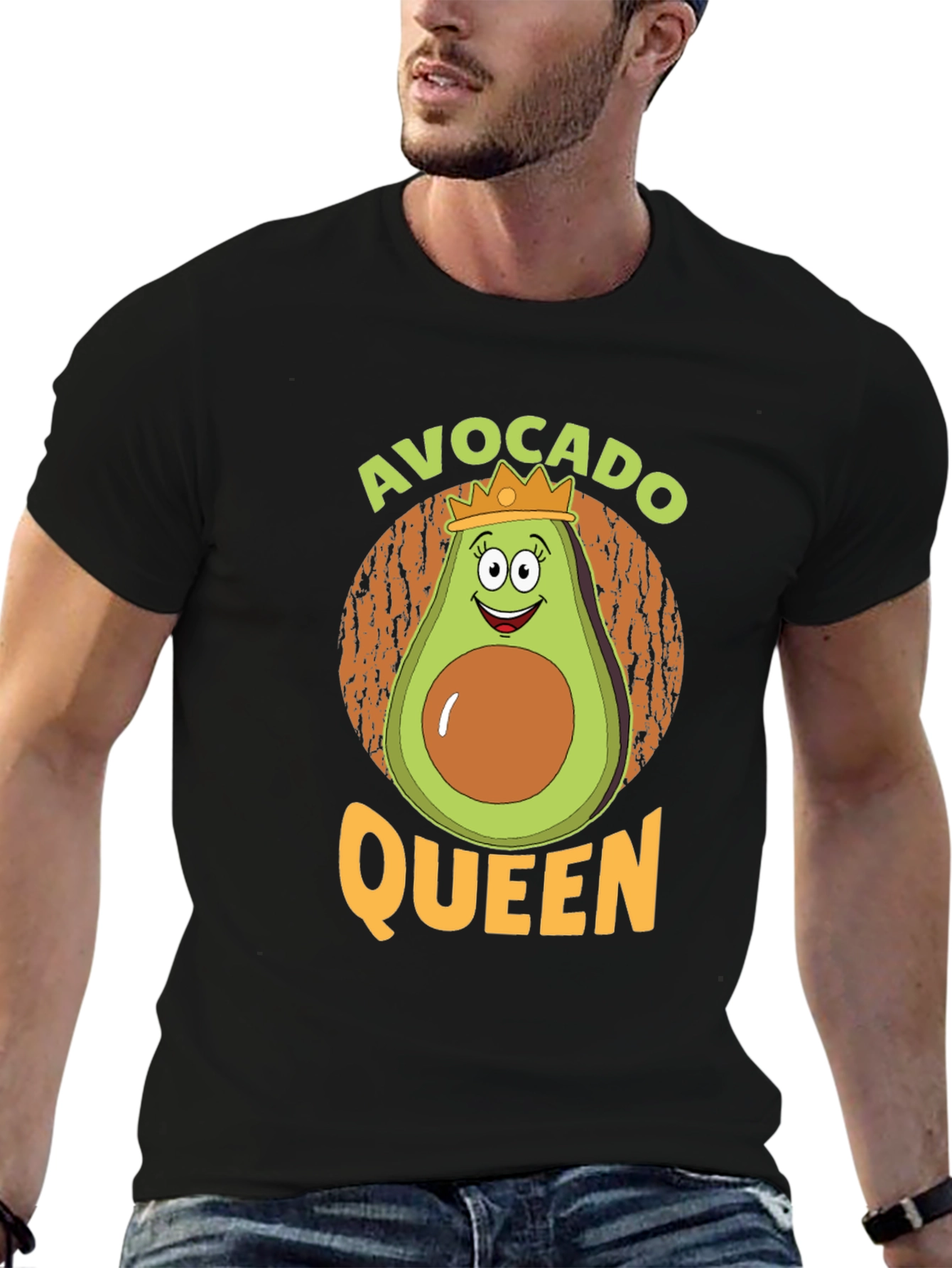 Black Avocado Queen Graphic Tee - Funny Fruit T-Shirt view 6