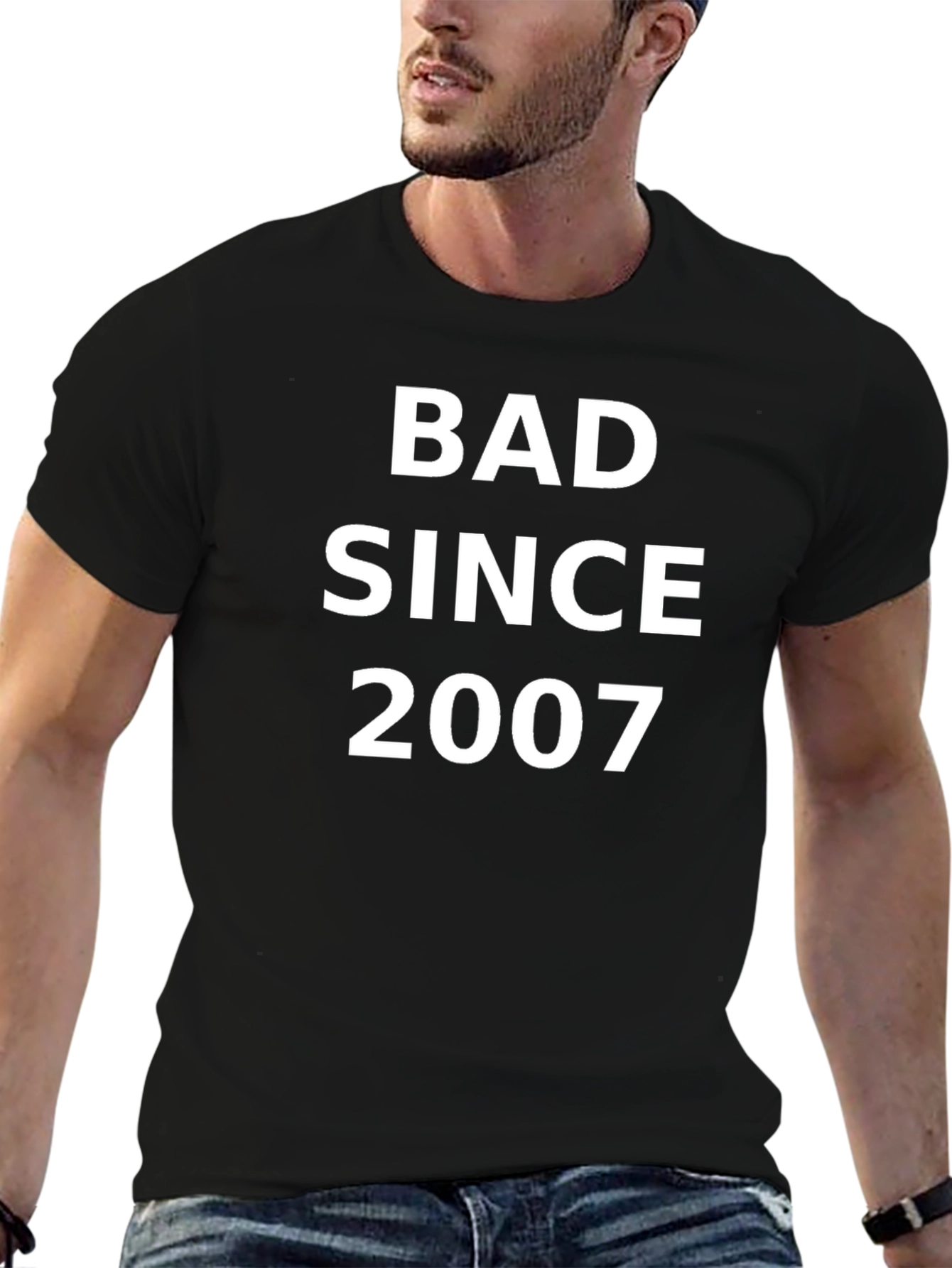 Black Bad Since 2007 Graphic Tee - Black Cotton T-Shirt view 6