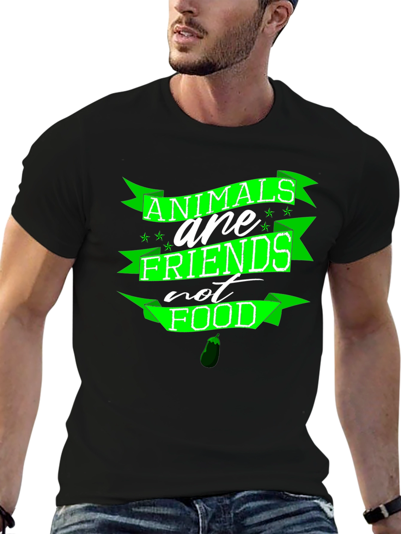 Black Animals are Friends T-Shirt - Vegan Friendly view 6
