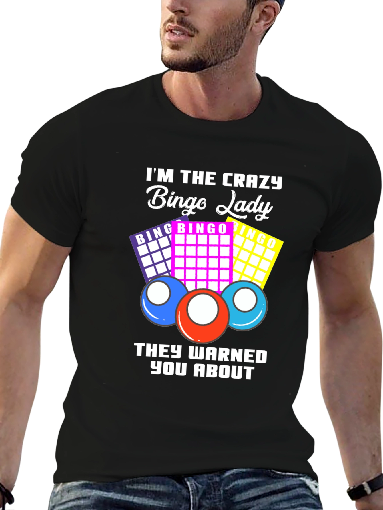 Black Crazy Bingo Lady T-Shirt view 6