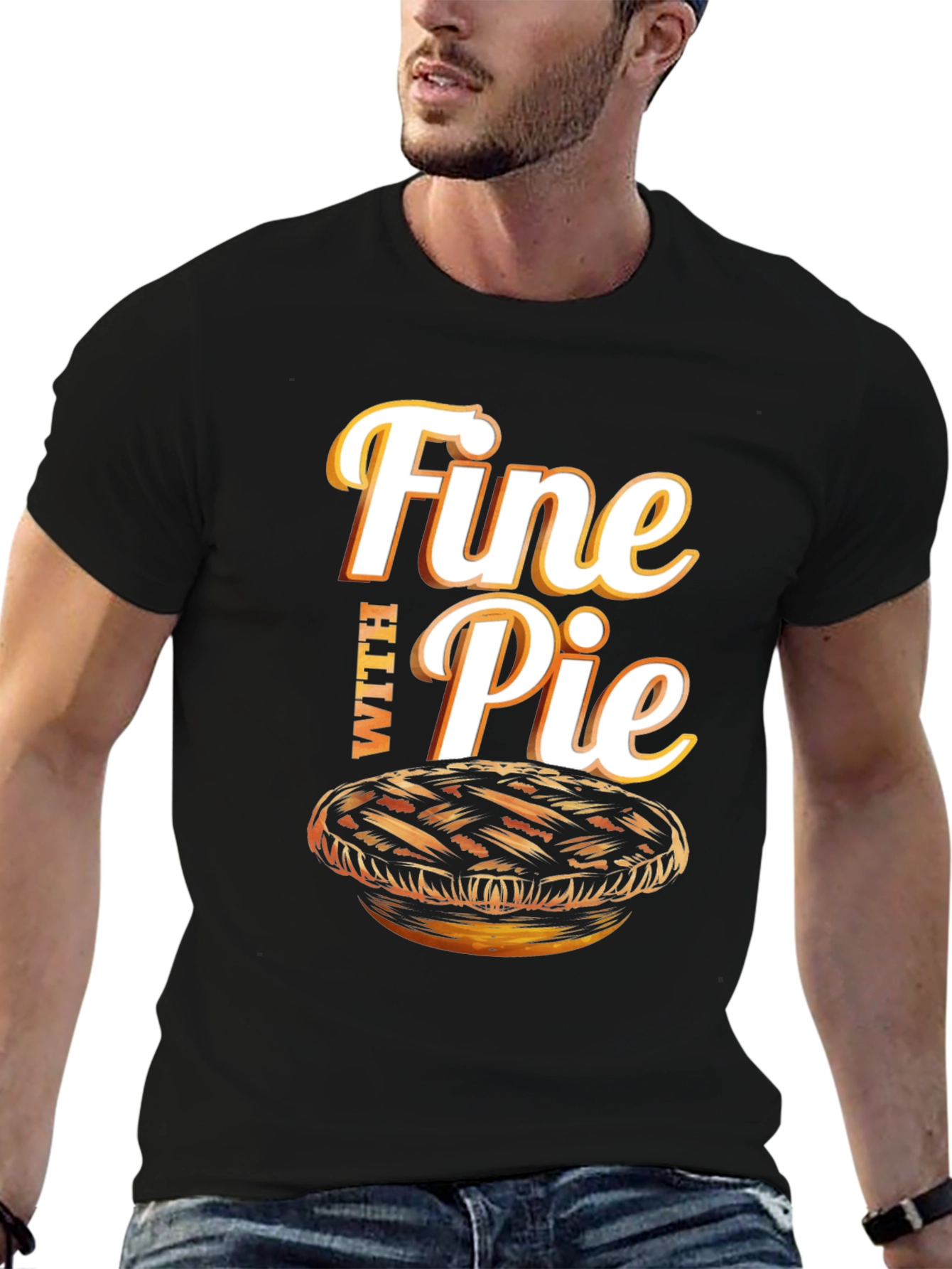 Black Fine With Pie Graphic T-Shirt view 6