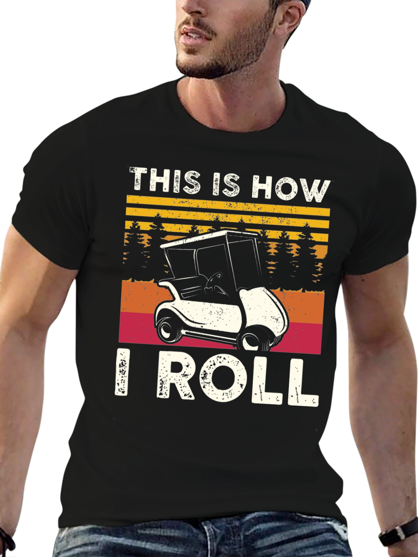Black This Is How I Roll Golf T-Shirt view 6