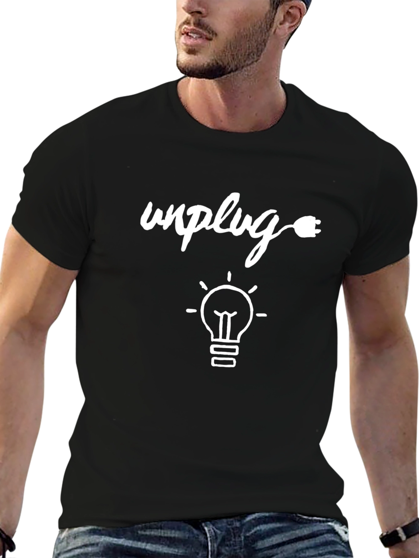 Black Unplug T-Shirt - Relax & Recharge - Graphic Tee view 6