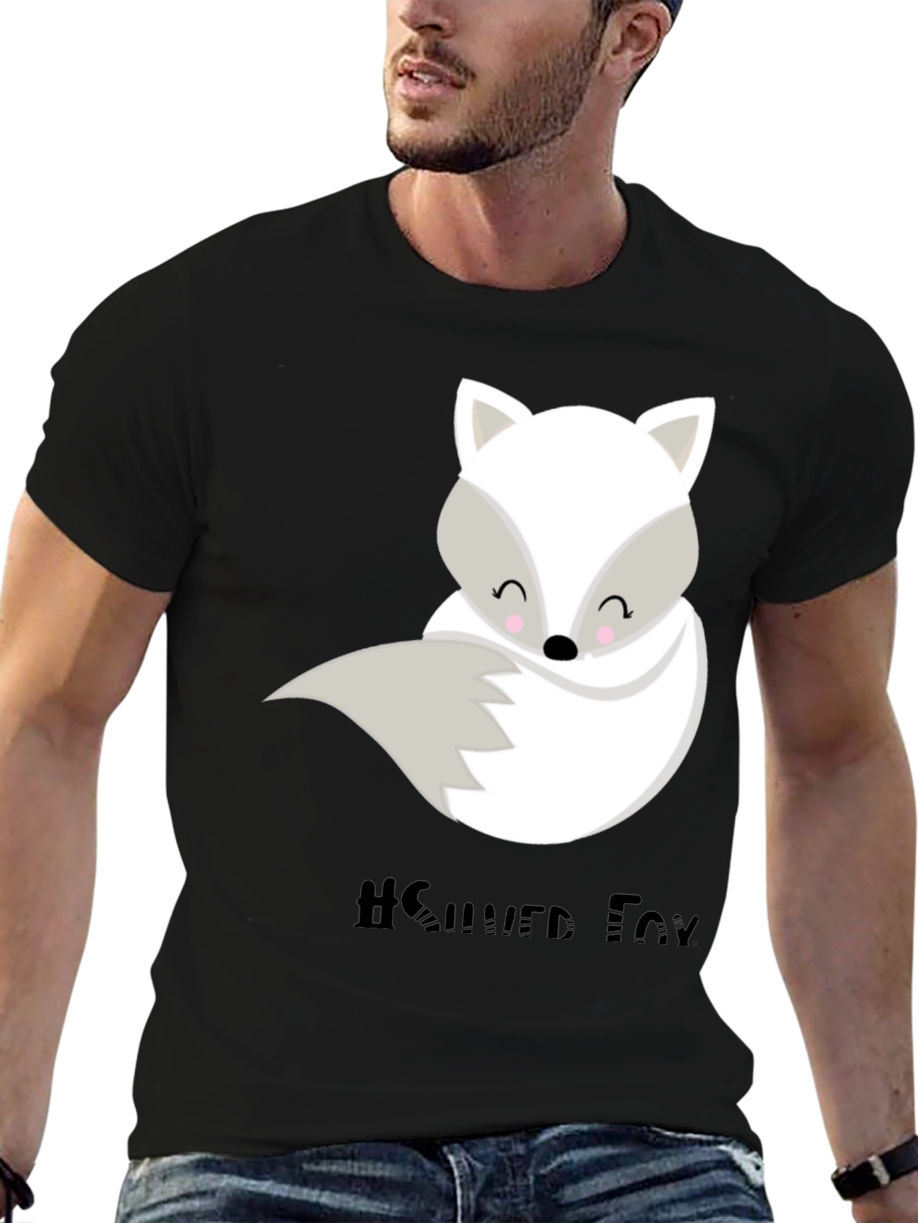 Black Cute Silver Fox Graphic Tee - Unisex Style view 6